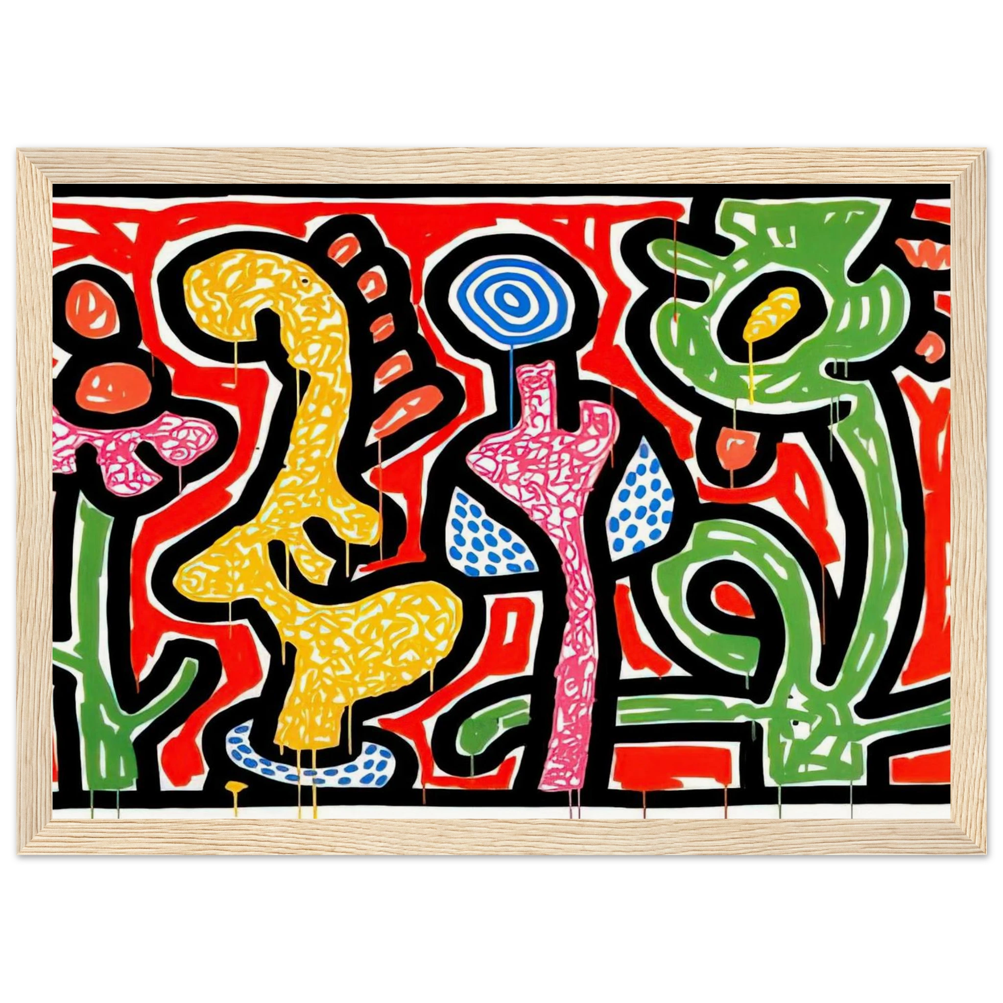 FLOWERS IV 1990 Framed Poster | Keith Haring Framed Prints Wall Art | Keith Haring Prints