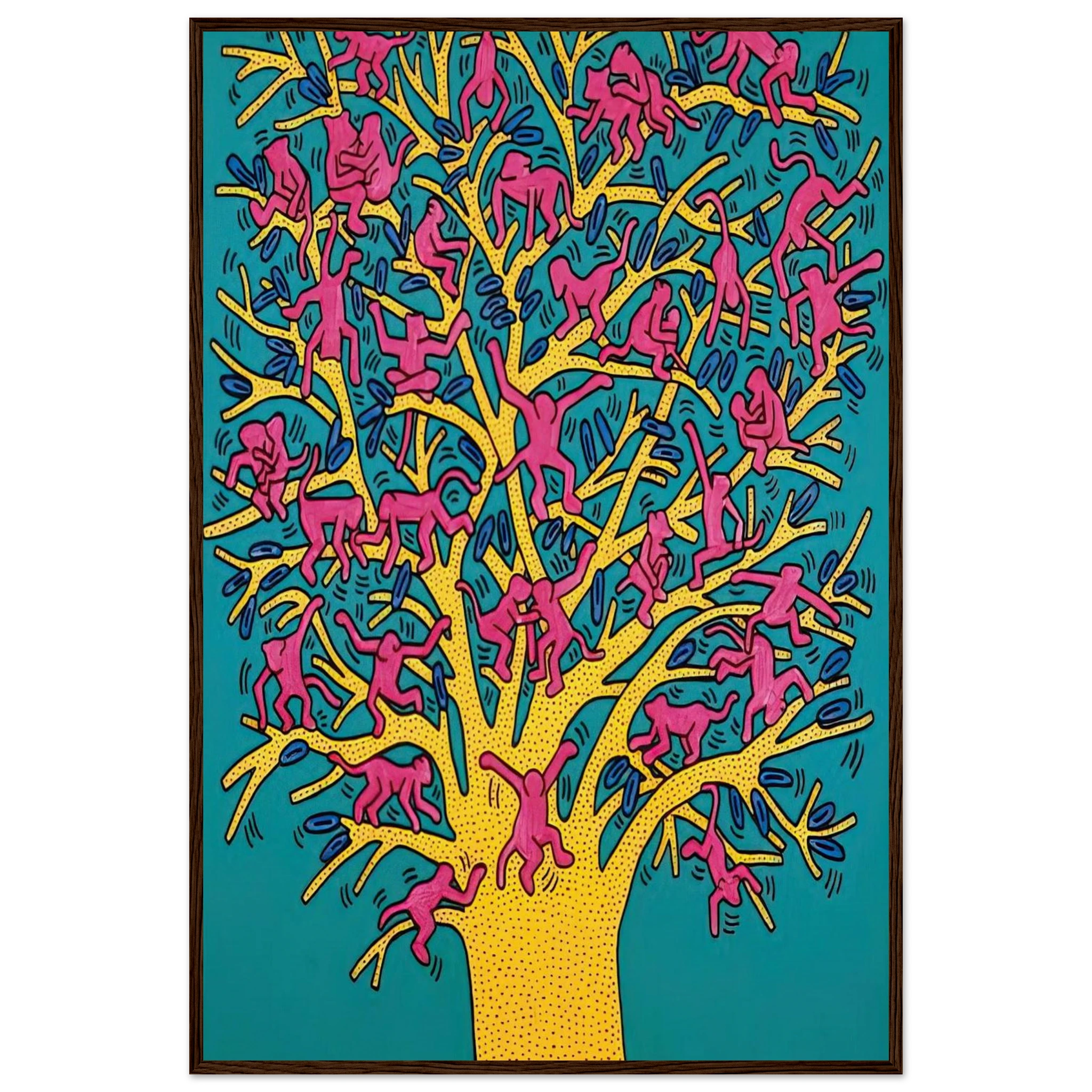 THE TREE OF MONKEYS Framed Poster | Keith Haring Framed Prints Wall Art | Keith Haring Prints