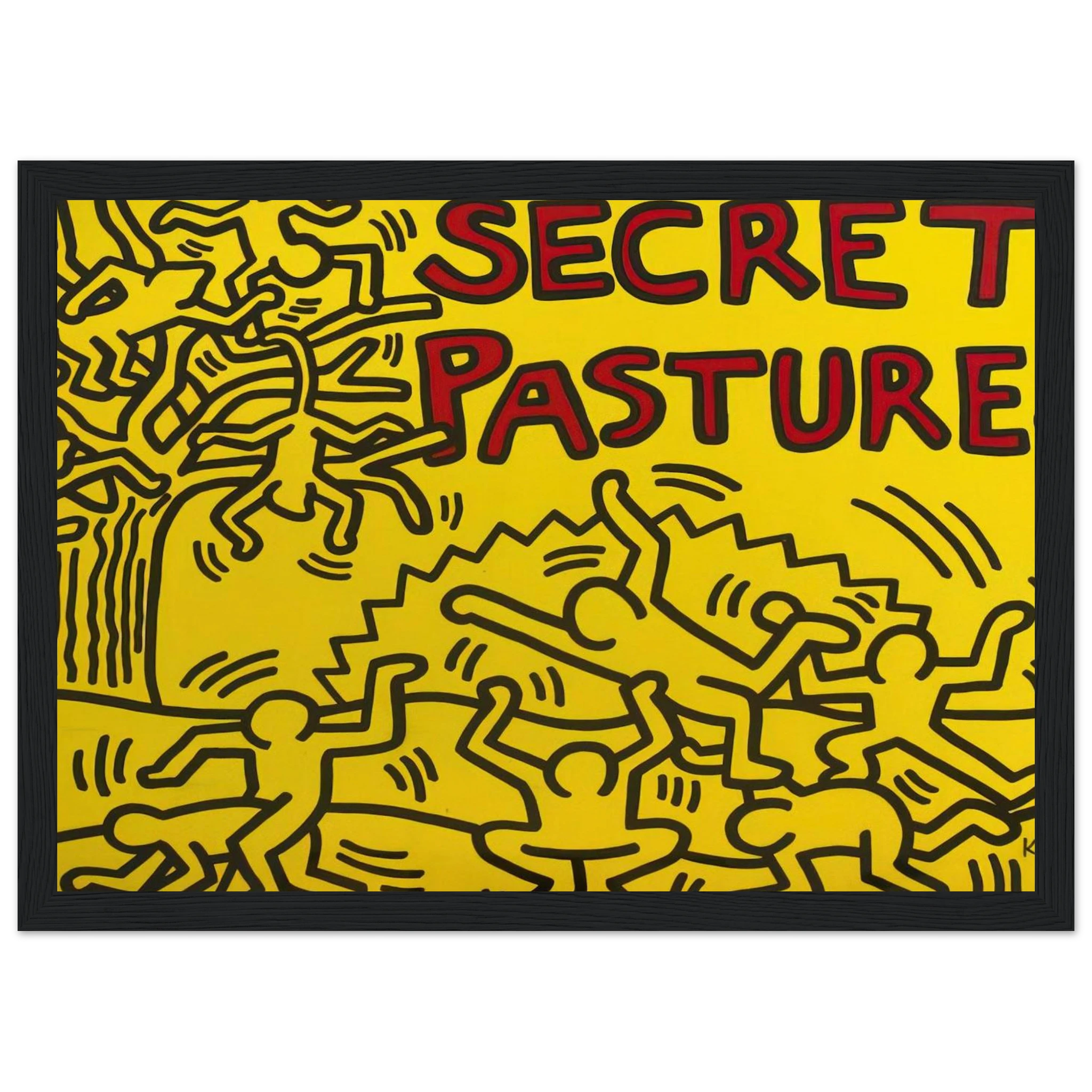 A POSTER FOR THE BILL T JONES AND ARNIE ZANE PERFORMANCE PIECE SECRET PASTURES 1984 Framed Poster | Keith Haring Framed Prints Wall Art | Keith Haring Prints