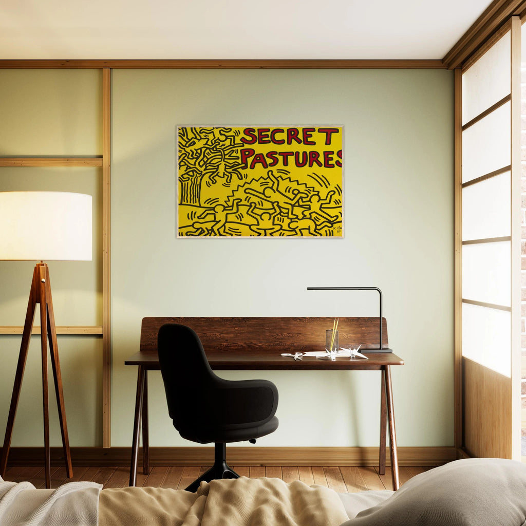 A POSTER FOR THE BILL T JONES AND ARNIE ZANE PERFORMANCE PIECE SECRET PASTURES 1984 Framed Poster | Keith Haring Framed Prints Wall Art | Keith Haring Prints