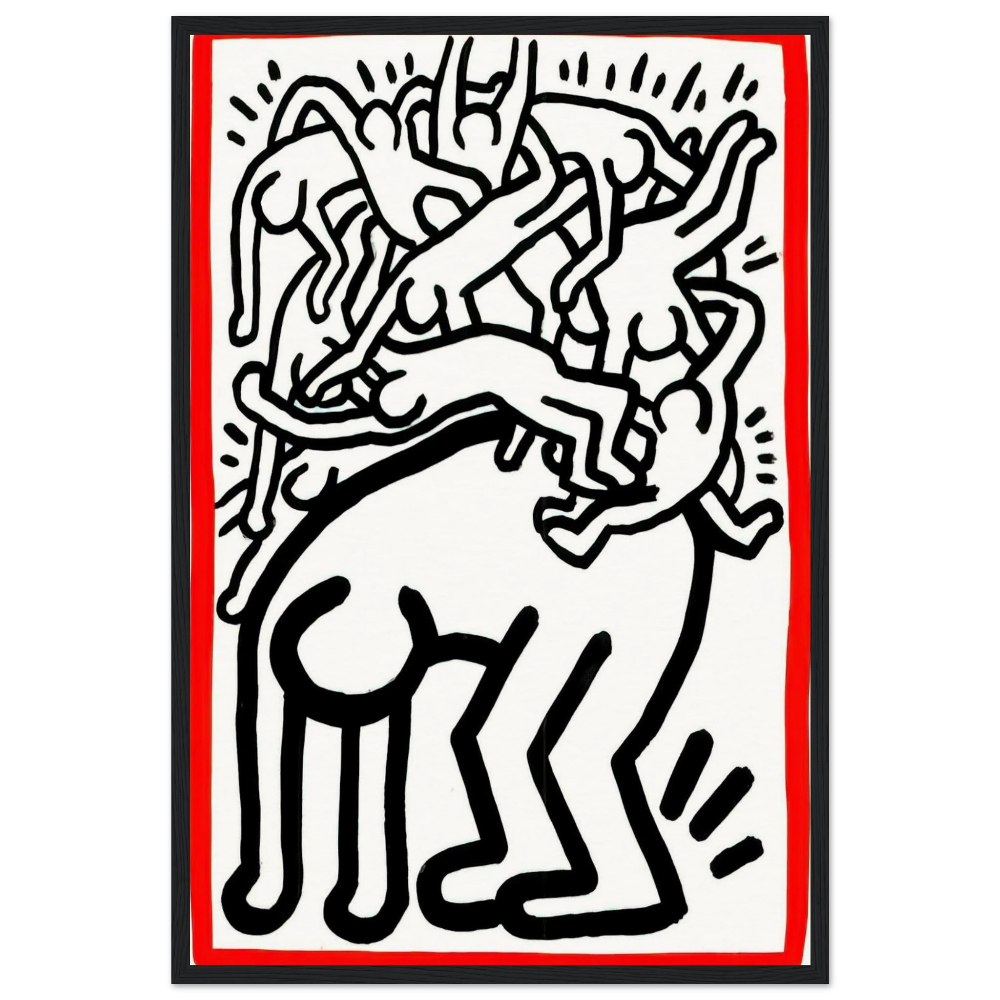 FIGHT AIDS WORLDWIDE 1990 Framed Poster | Keith Haring Framed Prints Wall Art | Keith Haring Prints