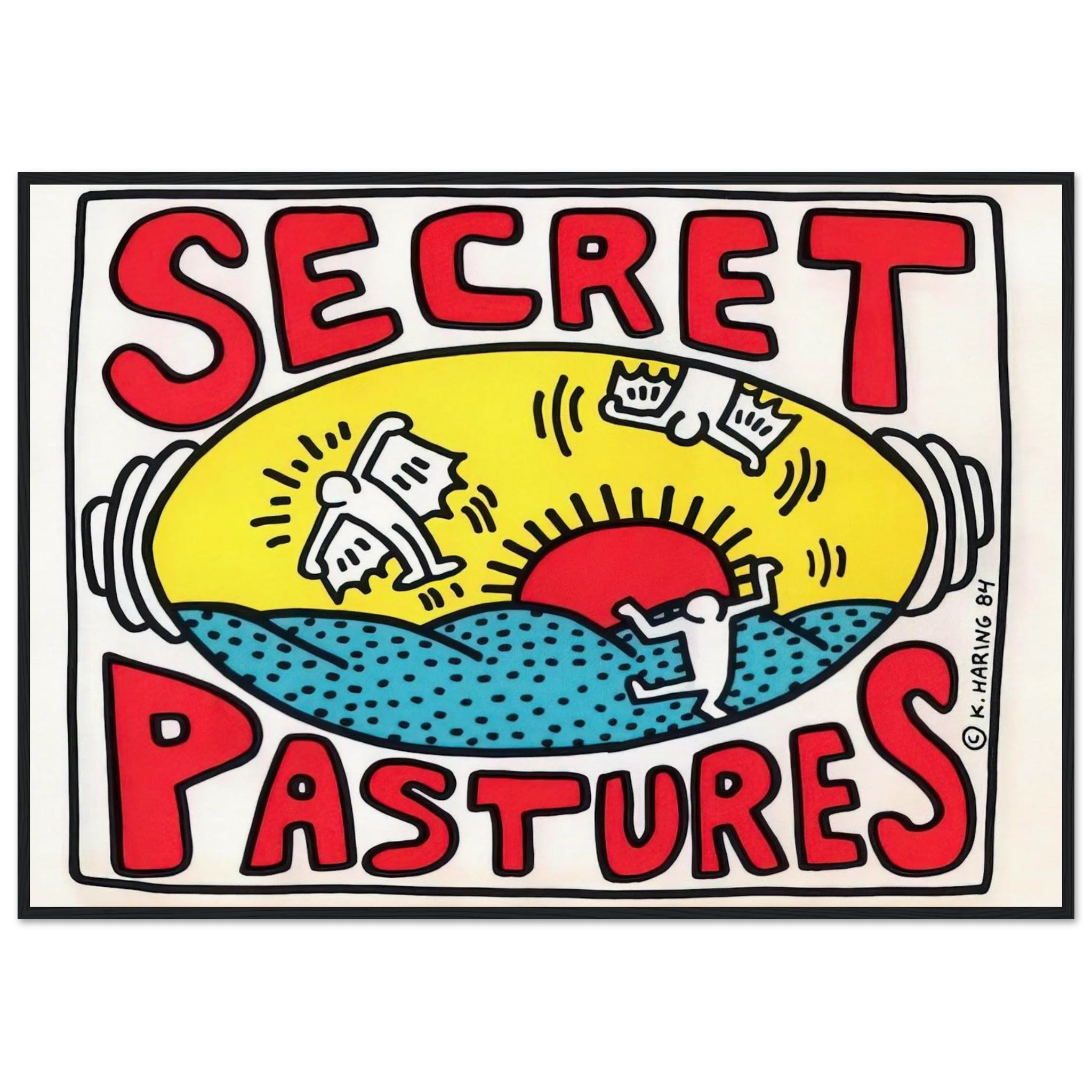 PROMOTIONAL POSTER FOR SECRET PASTURES 1984 Framed Poster | Keith Haring Framed Prints Wall Art | Keith Haring Prints