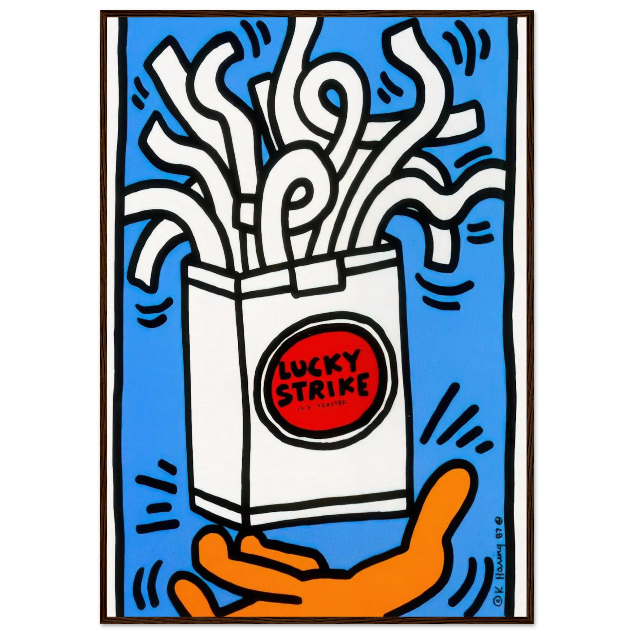 LUCKY STRIKE 1987 Framed Poster | Keith Haring Framed Prints Wall Art | Keith Haring Prints