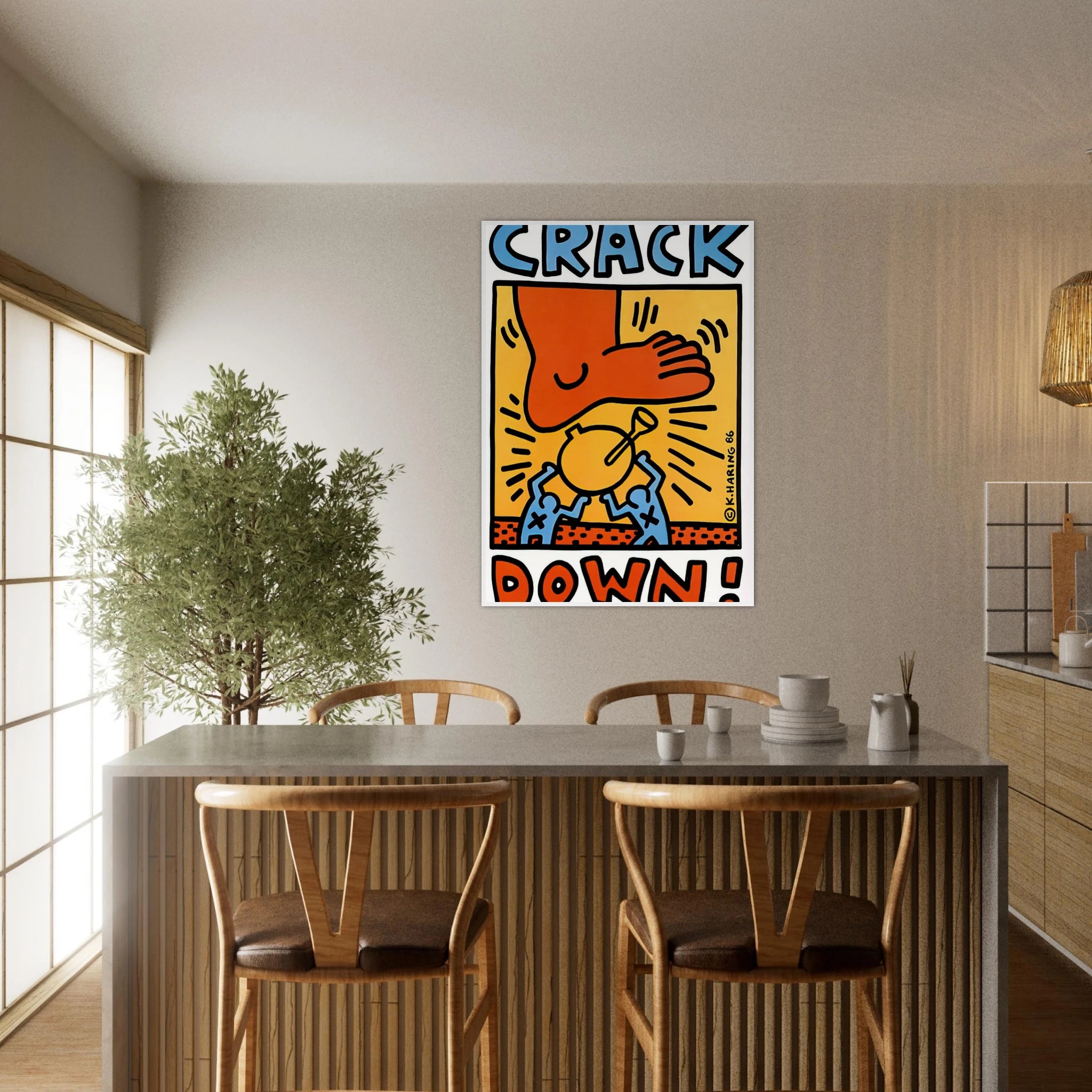 CRACK DOWN 1986 Framed Poster | Keith Haring Framed Prints Wall Art | Keith Haring Prints
