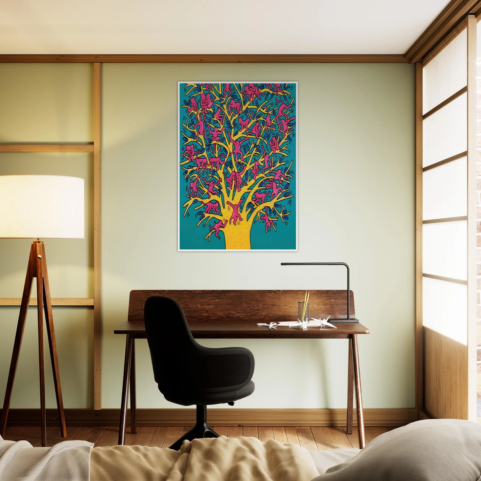 THE TREE OF MONKEYS Framed Poster | Keith Haring Framed Prints Wall Art | Keith Haring Prints
