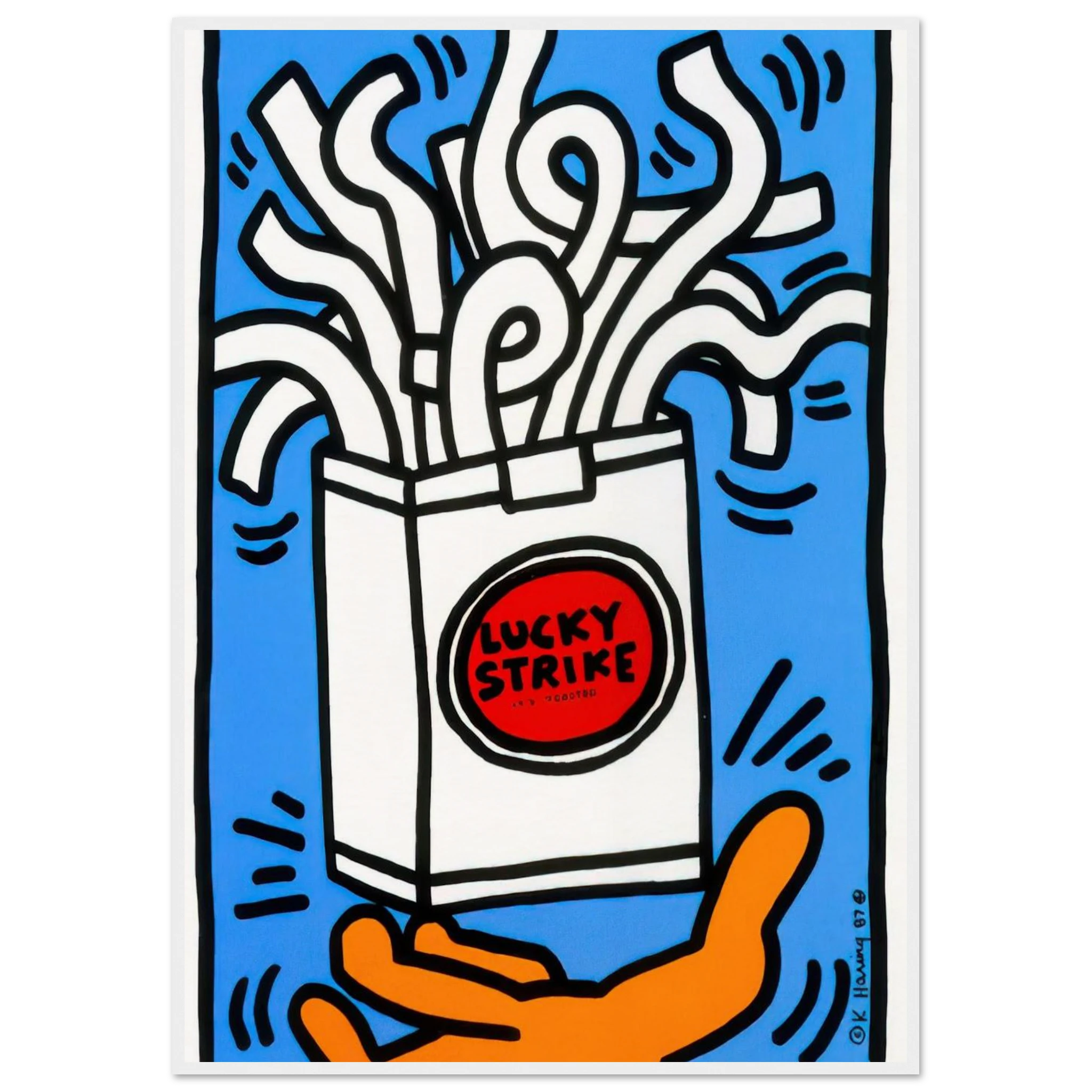 LUCKY STRIKE 1987 Framed Poster | Keith Haring Framed Prints Wall Art | Keith Haring Prints