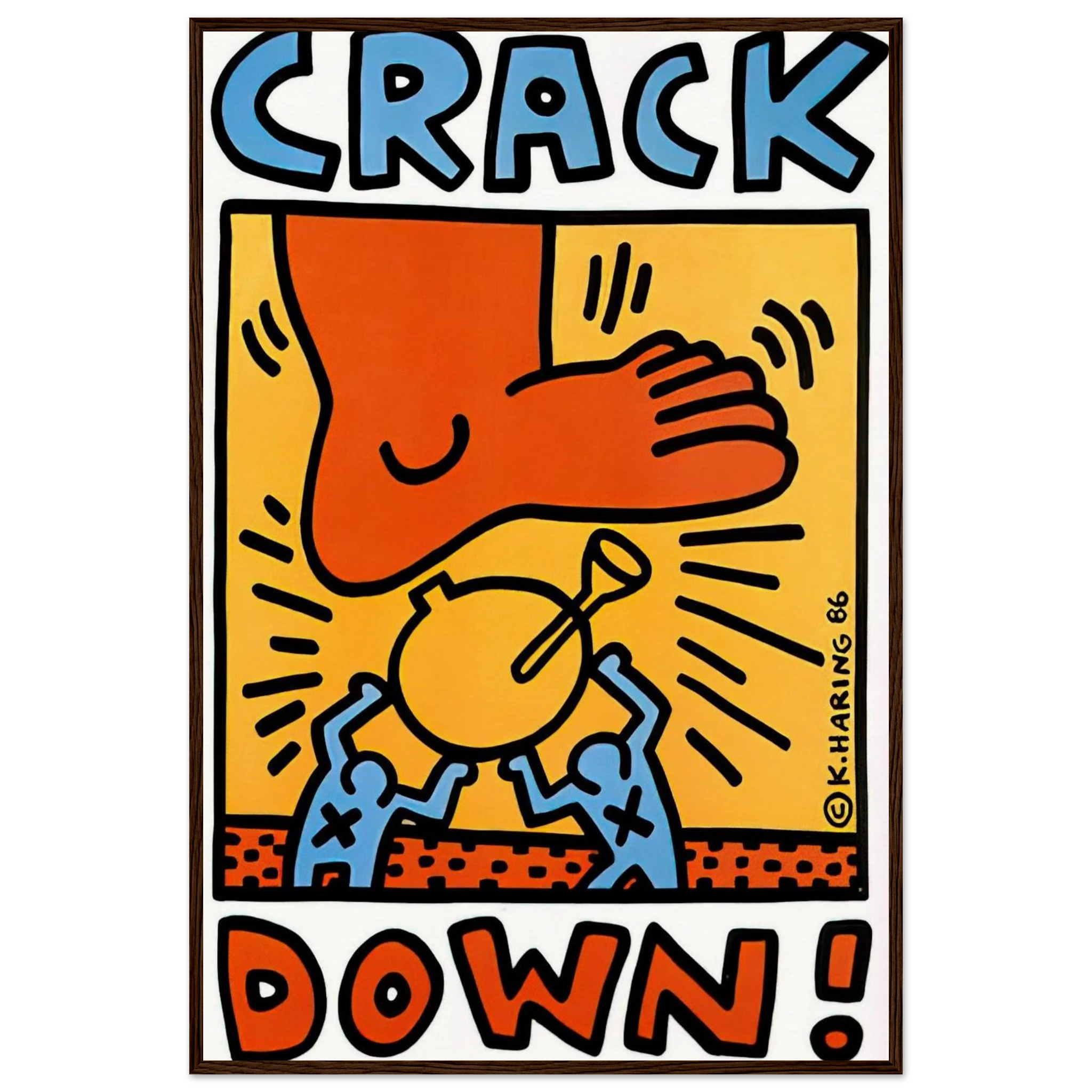 CRACK DOWN 1986 Framed Poster | Keith Haring Framed Prints Wall Art | Keith Haring Prints