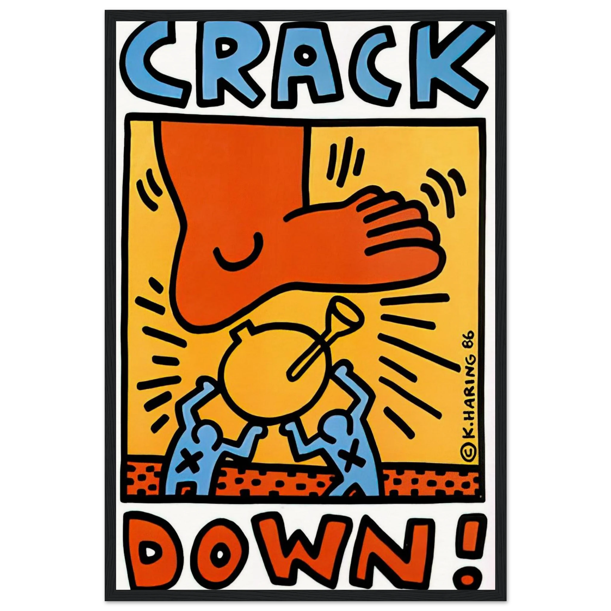 CRACK DOWN 1986 Framed Poster | Keith Haring Framed Prints Wall Art | Keith Haring Prints