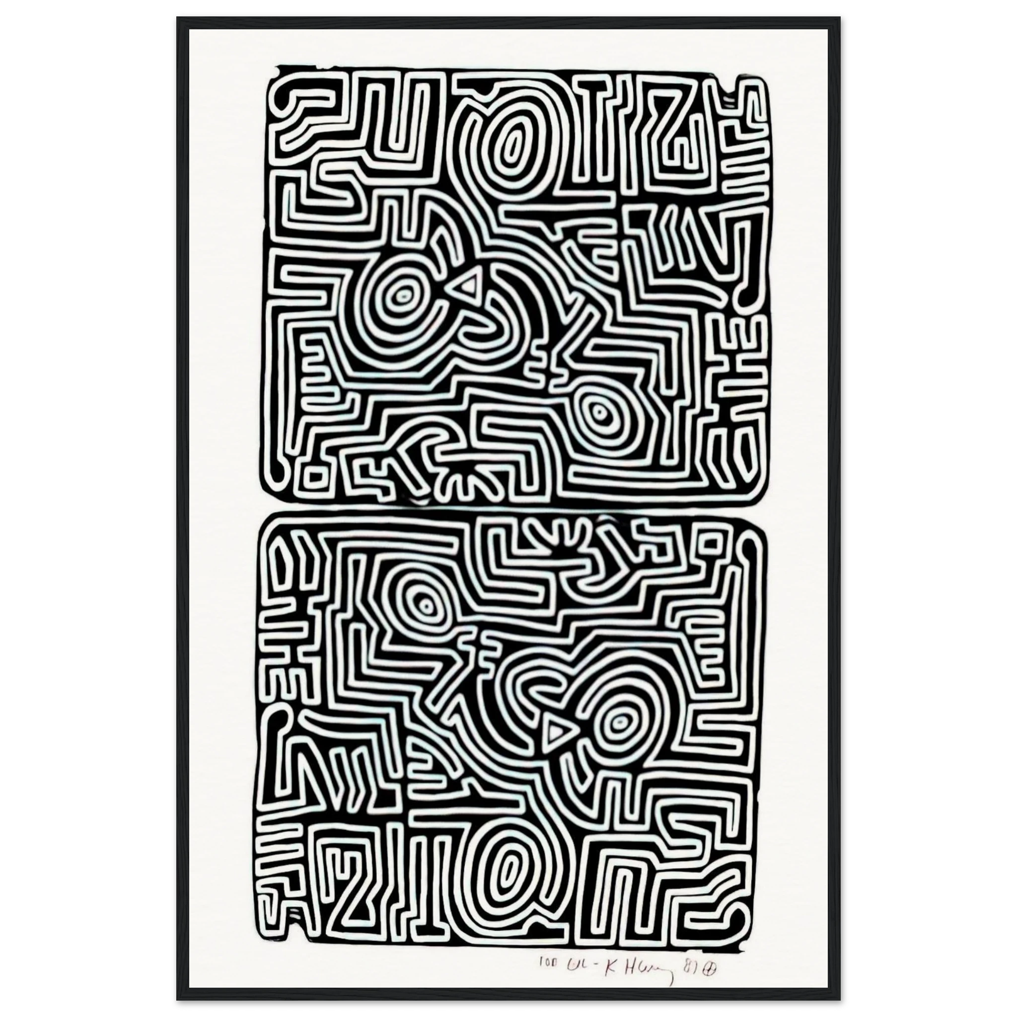 LABYRINTH 1989 Framed Poster | Keith Haring Framed Prints Wall Art | Keith Haring Prints