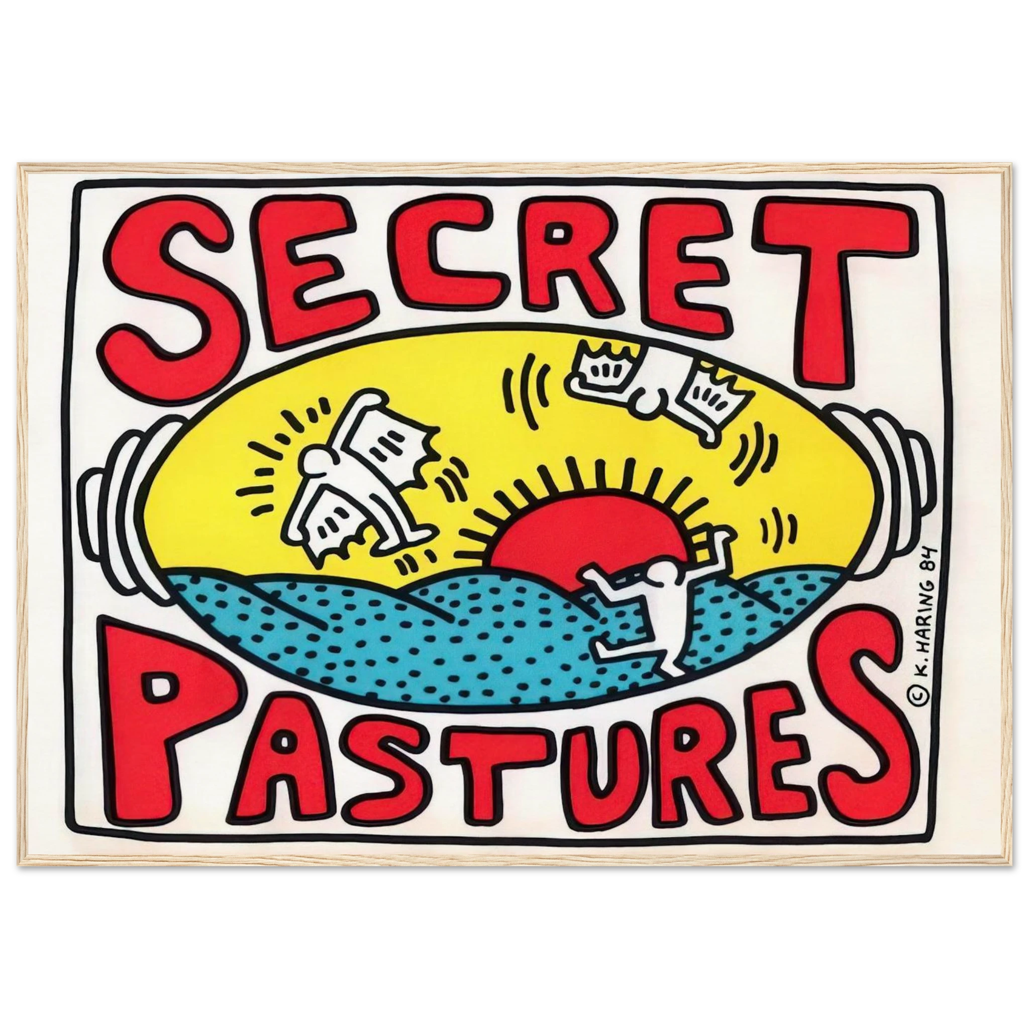 PROMOTIONAL POSTER FOR SECRET PASTURES 1984 Framed Poster | Keith Haring Framed Prints Wall Art | Keith Haring Prints