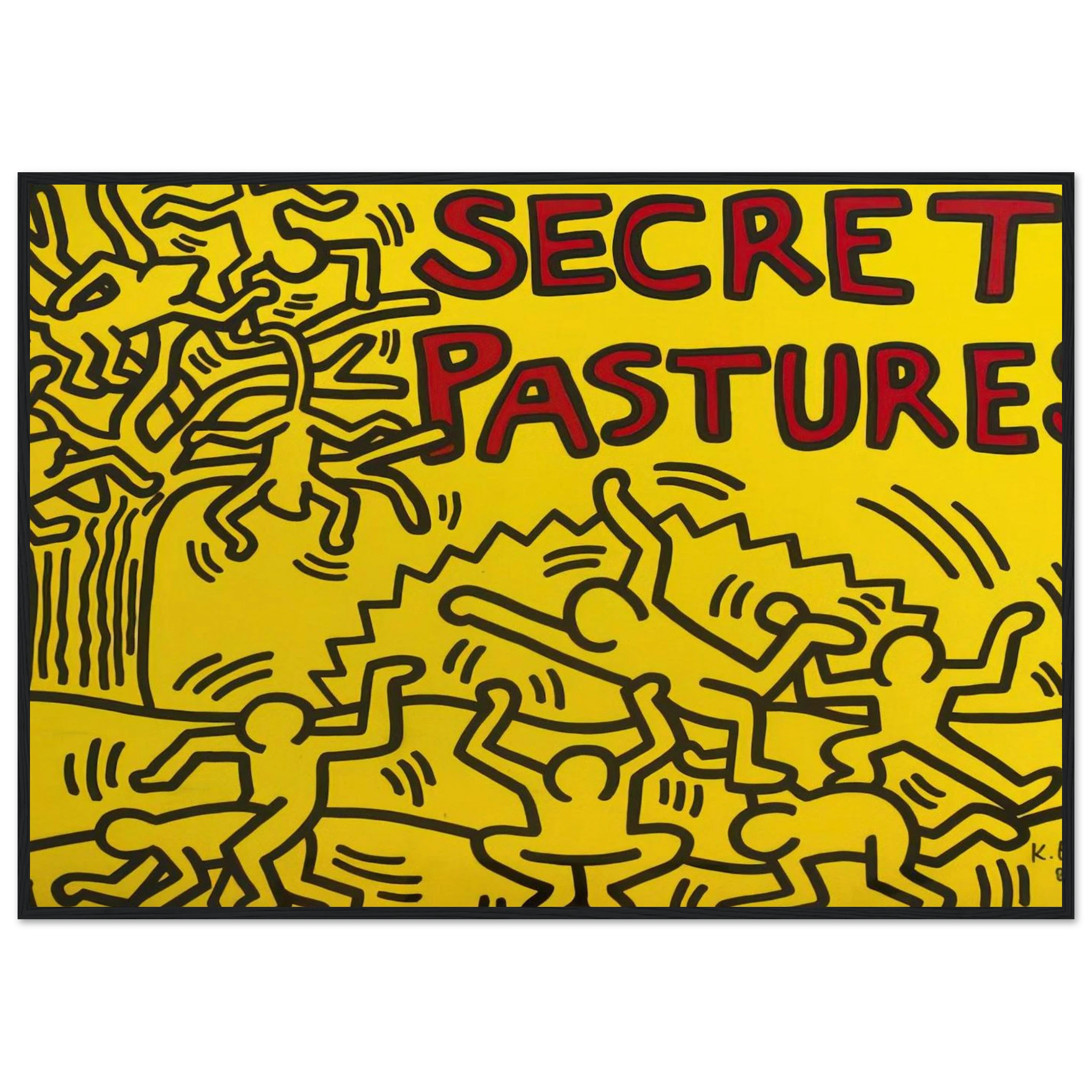 A POSTER FOR THE BILL T JONES AND ARNIE ZANE PERFORMANCE PIECE SECRET PASTURES 1984 Framed Poster | Keith Haring Framed Prints Wall Art | Keith Haring Prints