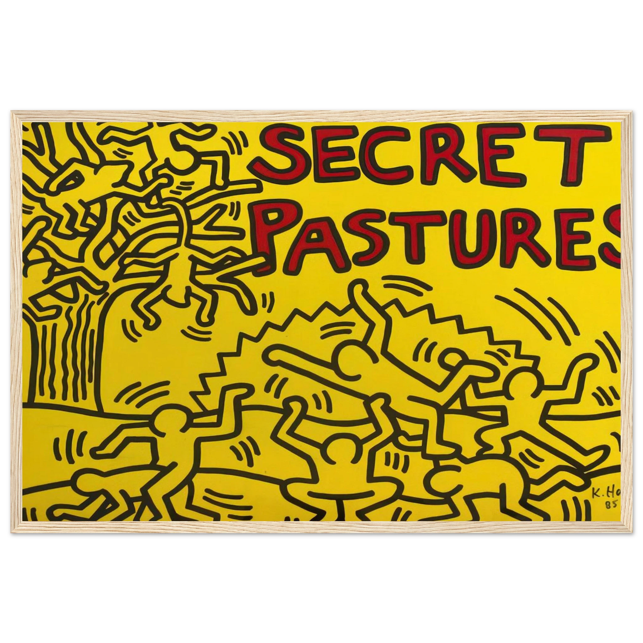 A POSTER FOR THE BILL T JONES AND ARNIE ZANE PERFORMANCE PIECE SECRET PASTURES 1984 Framed Poster | Keith Haring Framed Prints Wall Art | Keith Haring Prints