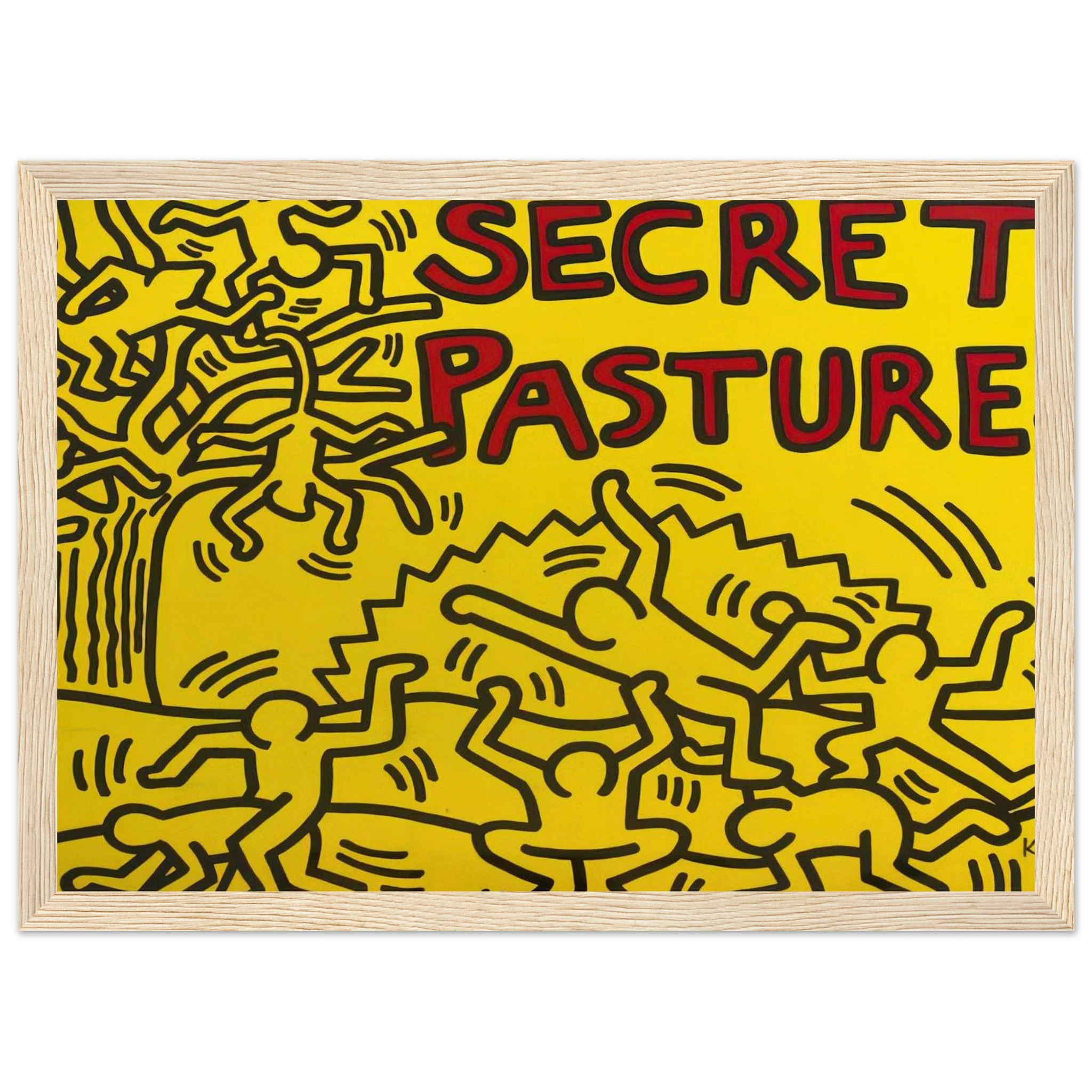 A POSTER FOR THE BILL T JONES AND ARNIE ZANE PERFORMANCE PIECE SECRET PASTURES 1984 Framed Poster | Keith Haring Framed Prints Wall Art | Keith Haring Prints