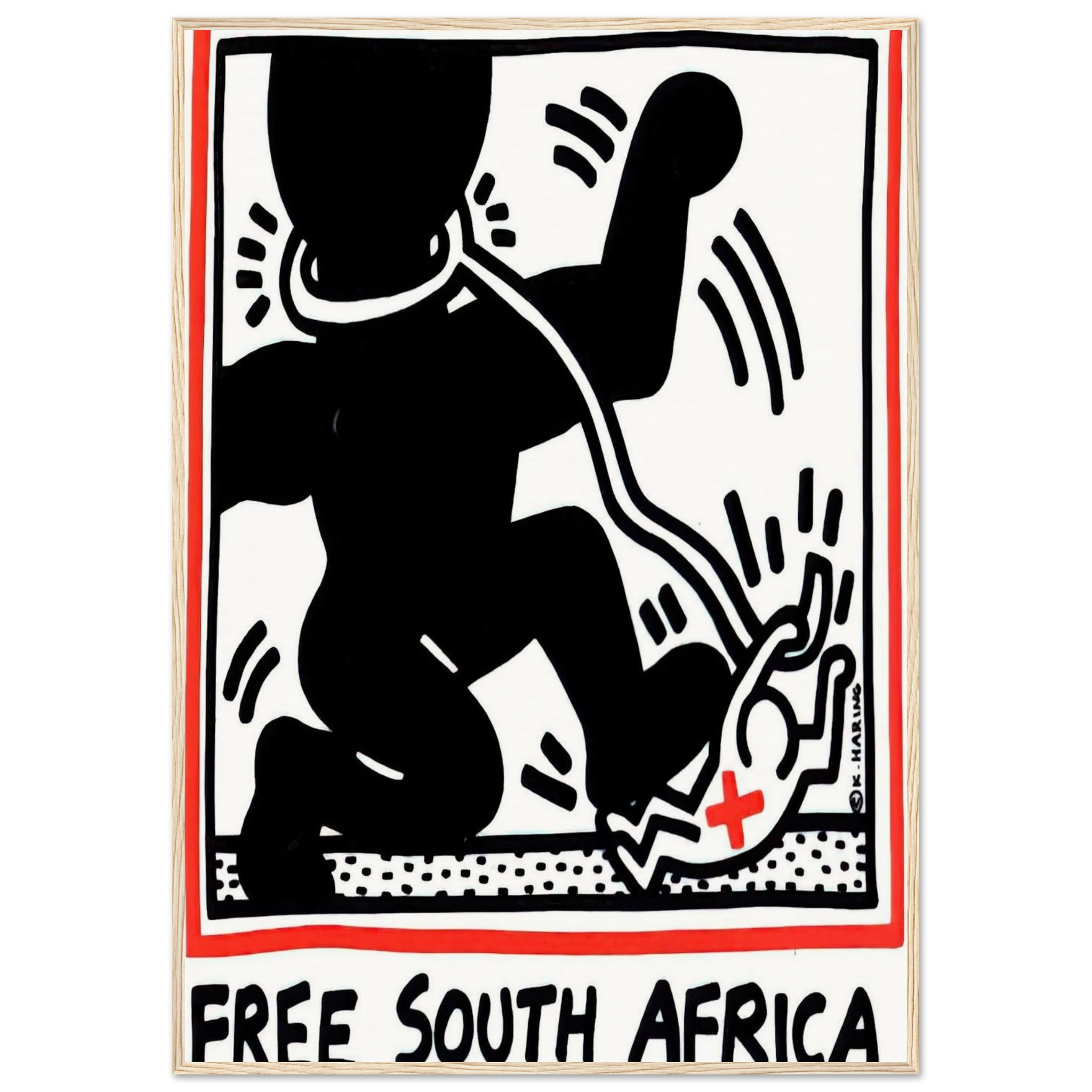 FREE SOUTH AFRICA 1985 Framed Poster | Keith Haring Framed Prints Wall Art | Keith Haring Prints