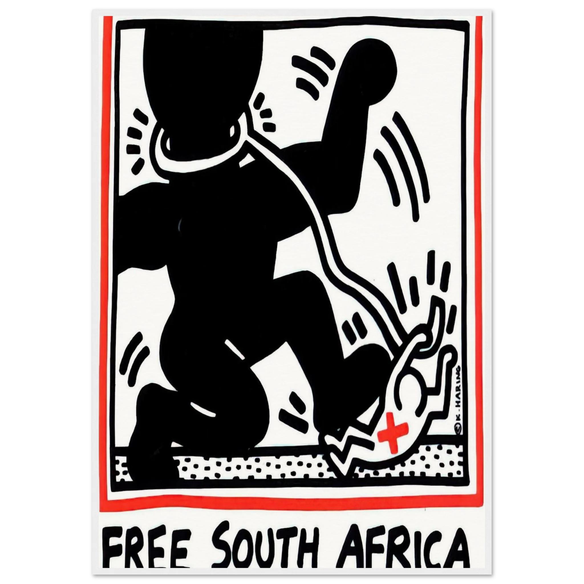 FREE SOUTH AFRICA 1985 Framed Poster | Keith Haring Framed Prints Wall Art | Keith Haring Prints