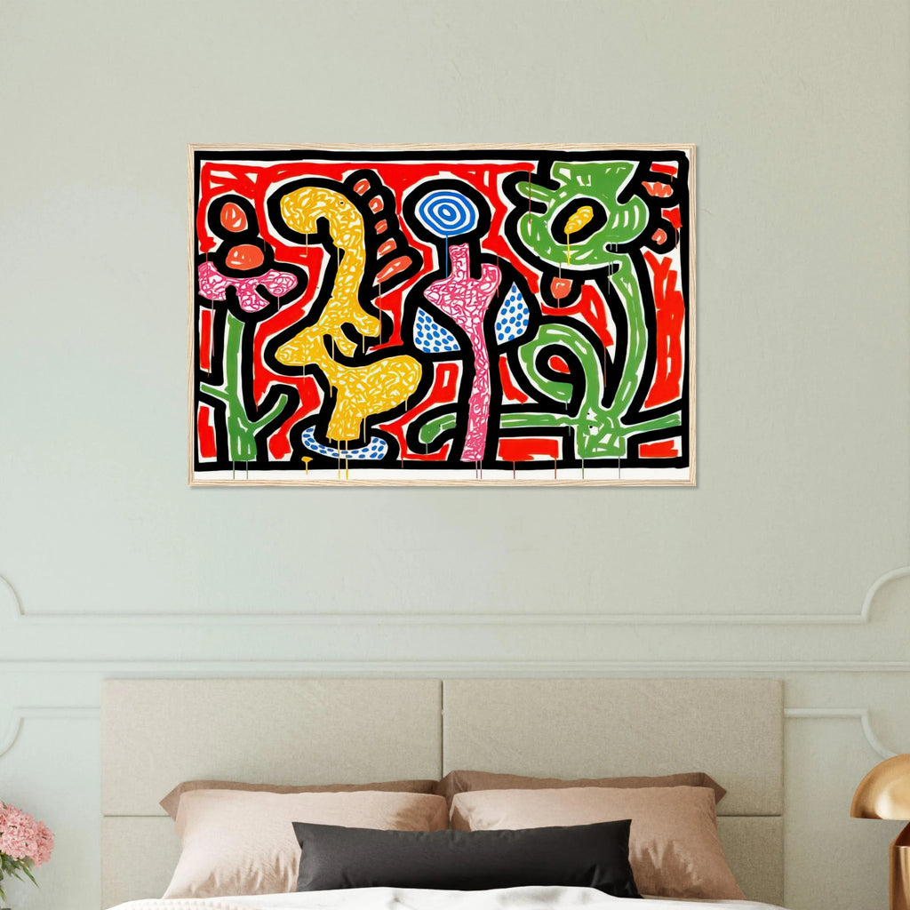 FLOWERS IV 1990 Framed Poster | Keith Haring Framed Prints Wall Art | Keith Haring Prints