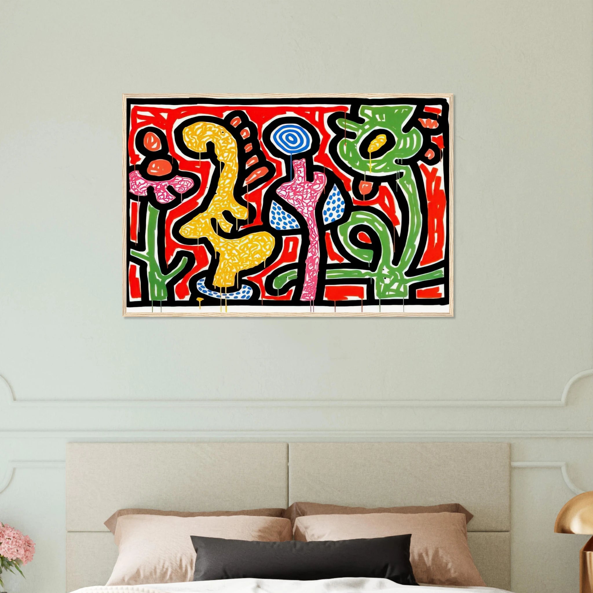 FLOWERS IV 1990 Framed Poster | Keith Haring Framed Prints Wall Art | Keith Haring Prints