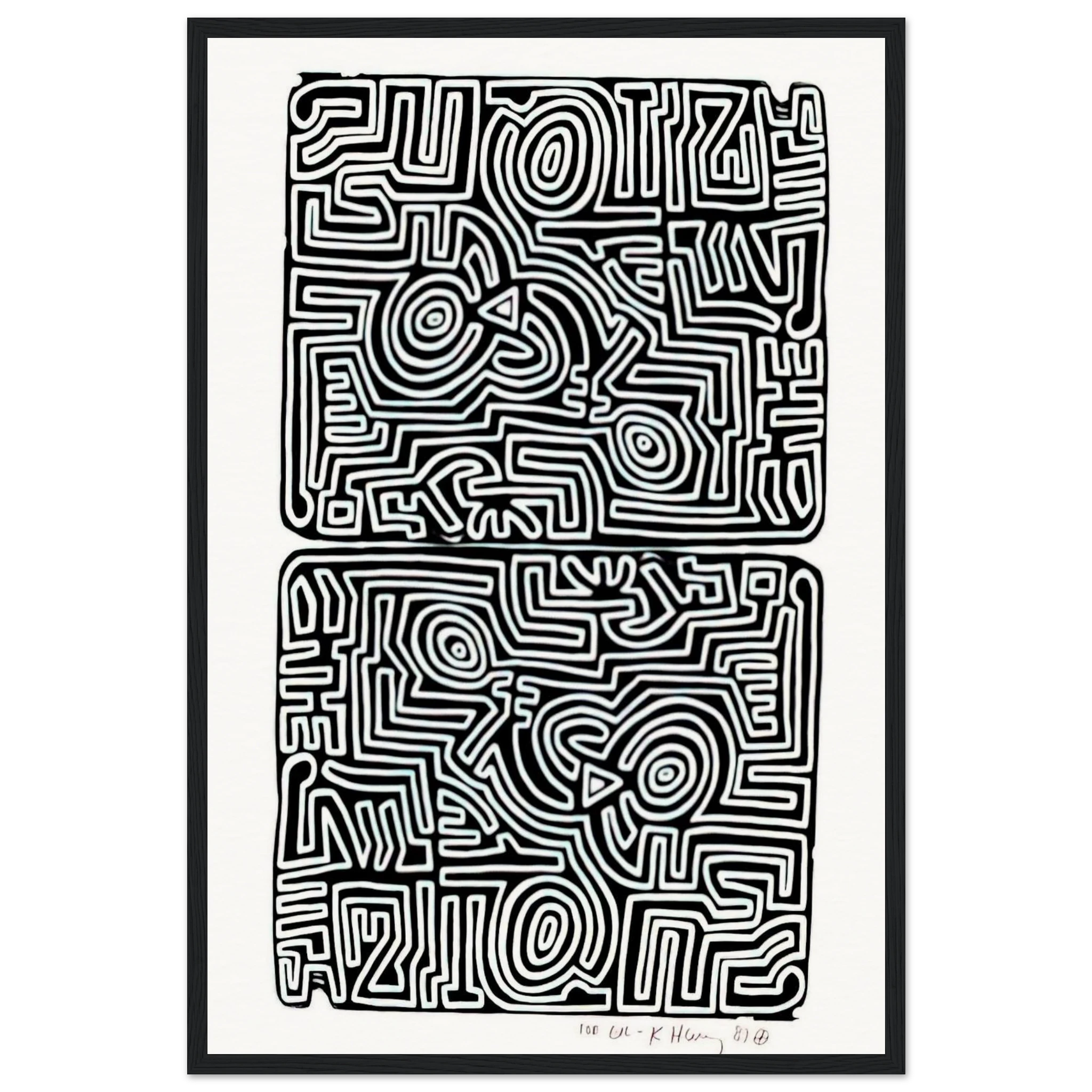 LABYRINTH 1989 Framed Poster | Keith Haring Framed Prints Wall Art | Keith Haring Prints