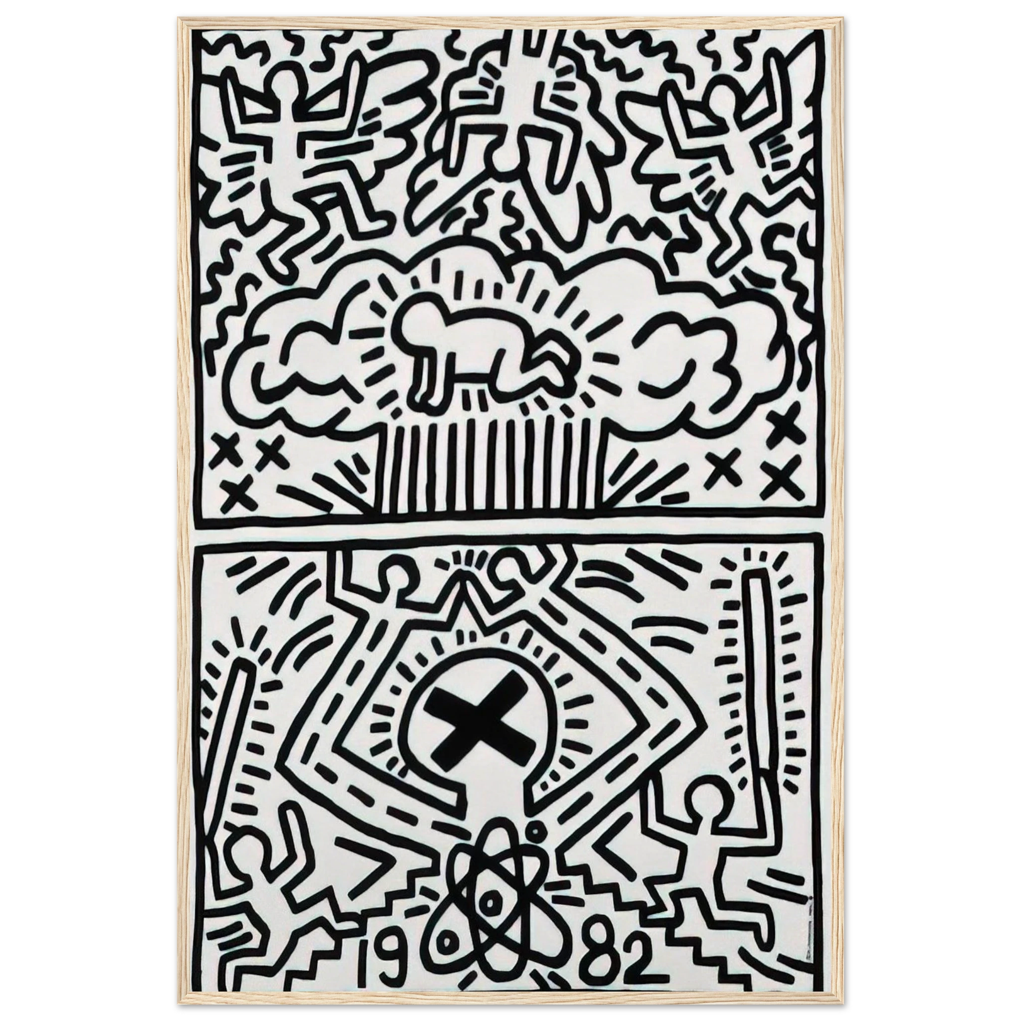 ANTI NUCLEAR RALLY 1982 Framed Poster | Keith Haring Framed Prints Wall Art | Keith Haring Prints