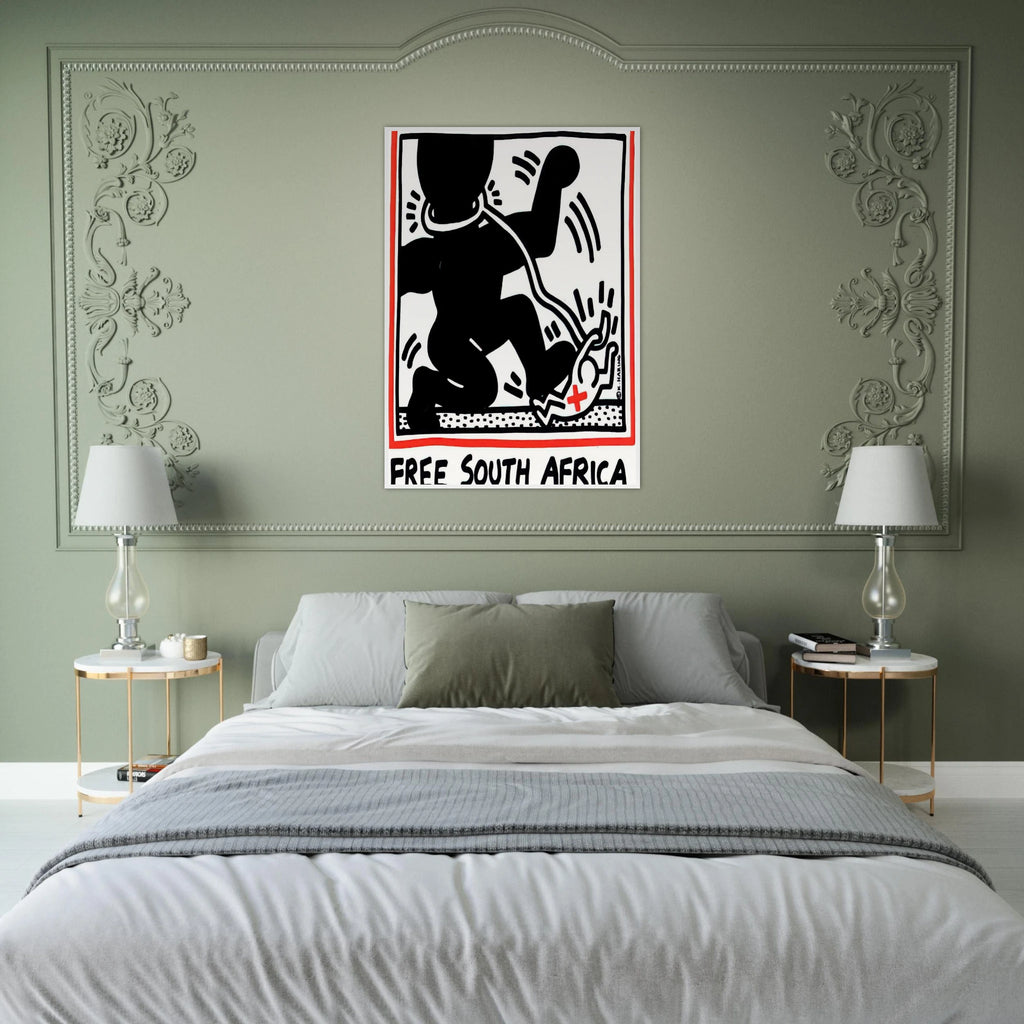 FREE SOUTH AFRICA 1985 Framed Poster | Keith Haring Framed Prints Wall Art | Keith Haring Prints