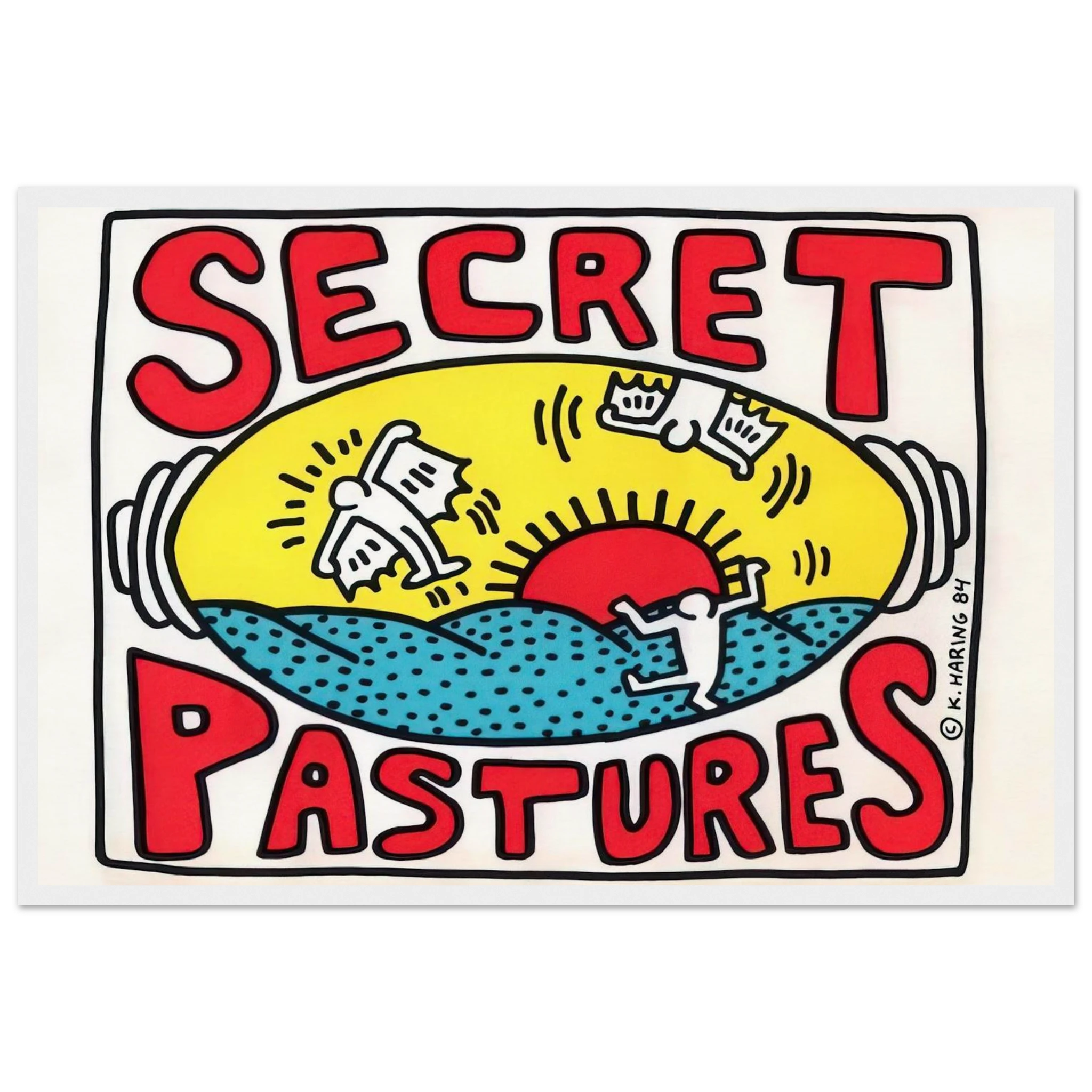 PROMOTIONAL POSTER FOR SECRET PASTURES 1984 Framed Poster | Keith Haring Framed Prints Wall Art | Keith Haring Prints