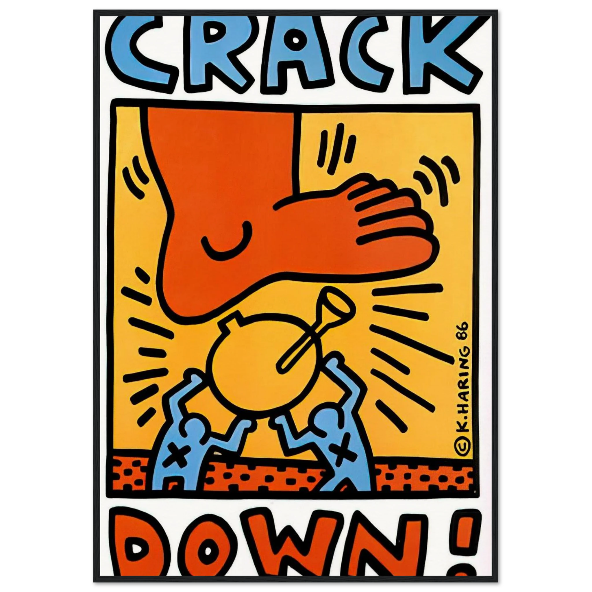 CRACK DOWN 1986 Framed Poster | Keith Haring Framed Prints Wall Art | Keith Haring Prints