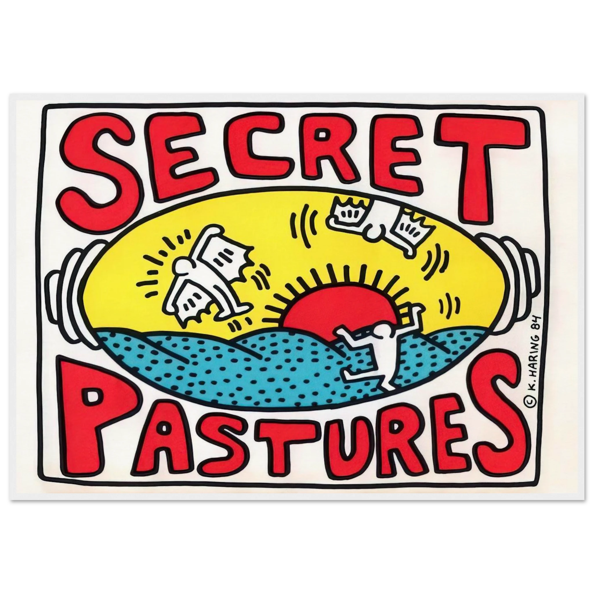PROMOTIONAL POSTER FOR SECRET PASTURES 1984 Framed Poster | Keith Haring Framed Prints Wall Art | Keith Haring Prints