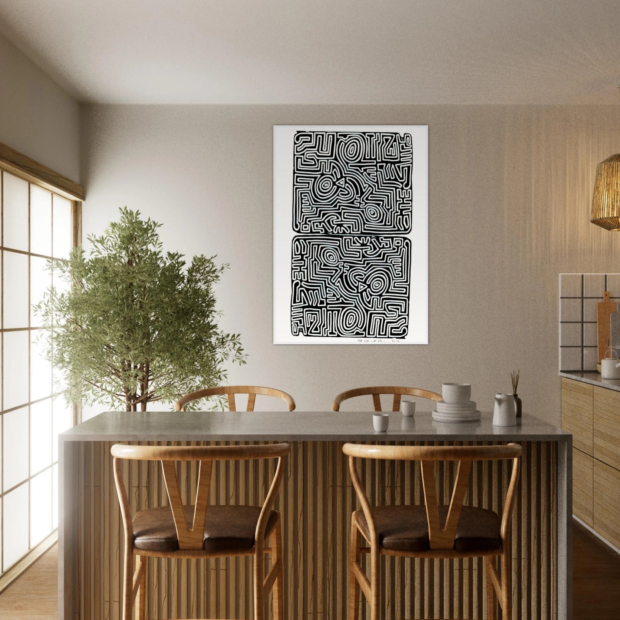 LABYRINTH 1989 Framed Poster | Keith Haring Framed Prints Wall Art | Keith Haring Prints