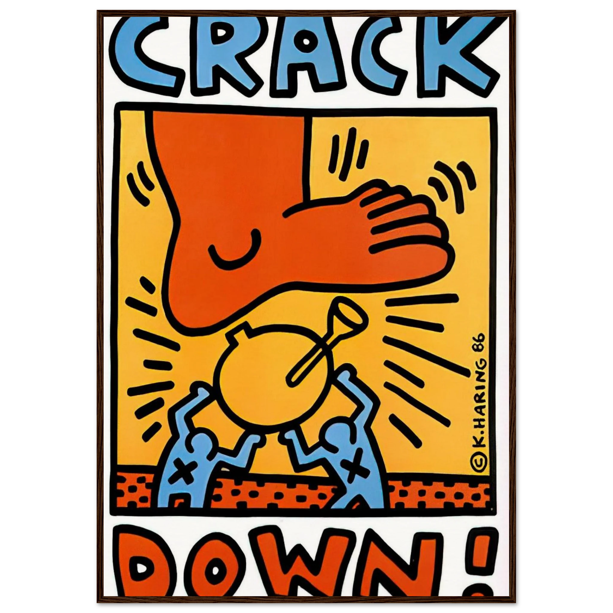 CRACK DOWN 1986 Framed Poster | Keith Haring Framed Prints Wall Art | Keith Haring Prints