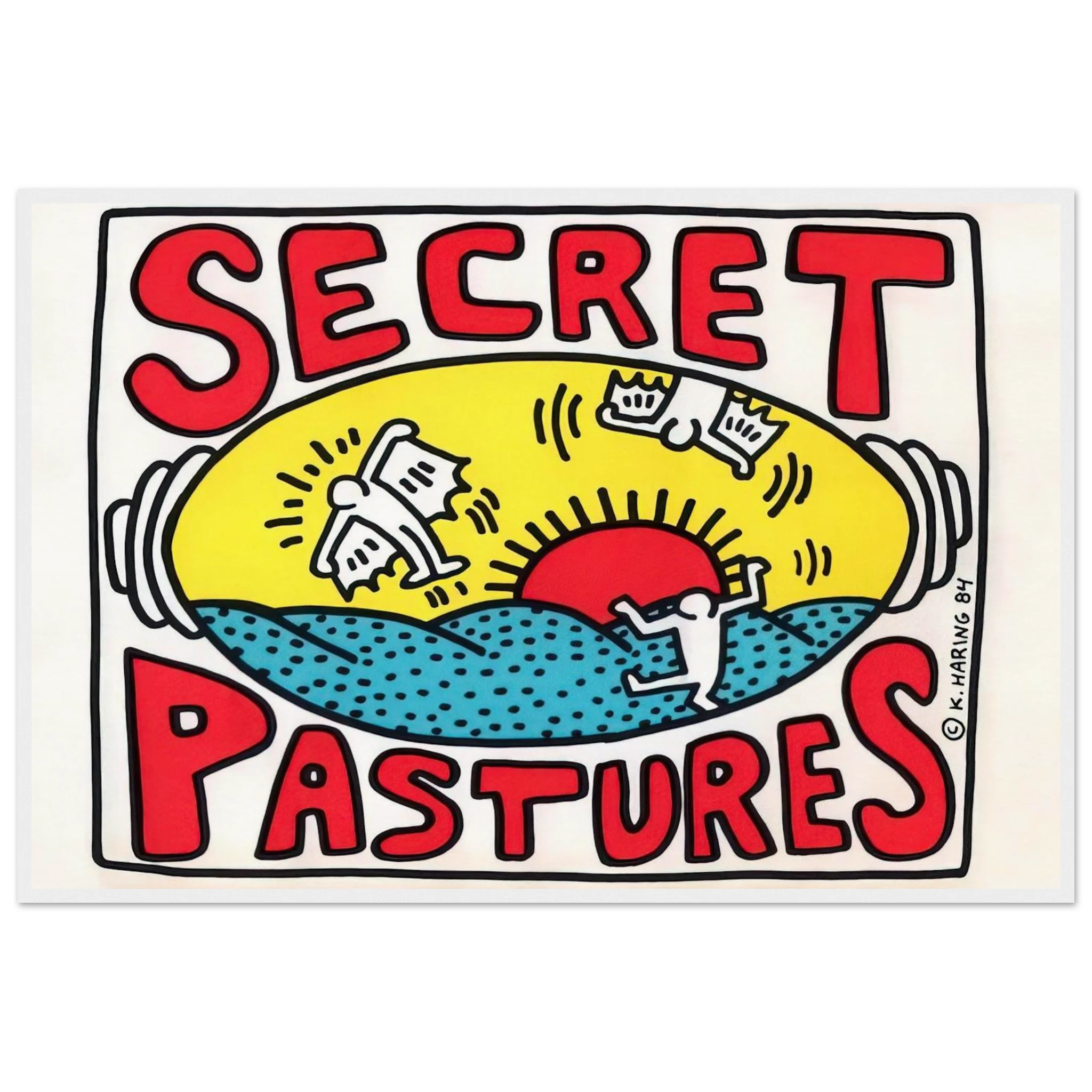 PROMOTIONAL POSTER FOR SECRET PASTURES 1984 Framed Poster | Keith Haring Framed Prints Wall Art | Keith Haring Prints