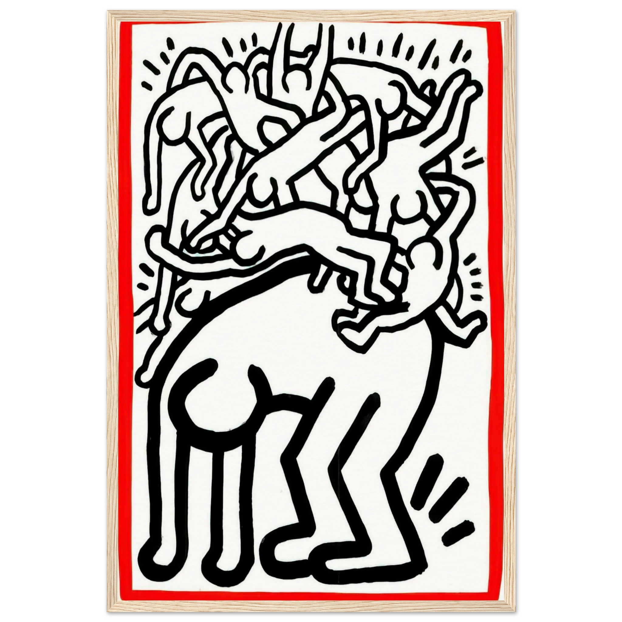 FIGHT AIDS WORLDWIDE 1990 Framed Poster | Keith Haring Framed Prints Wall Art | Keith Haring Prints