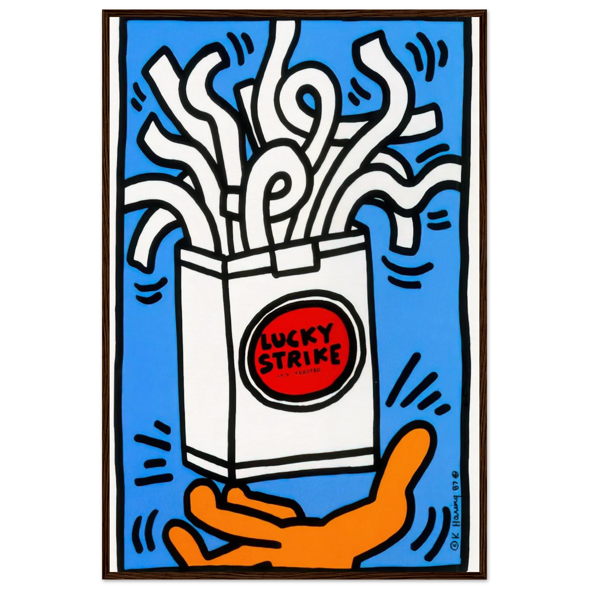 LUCKY STRIKE 1987 Framed Poster | Keith Haring Framed Prints Wall Art | Keith Haring Prints