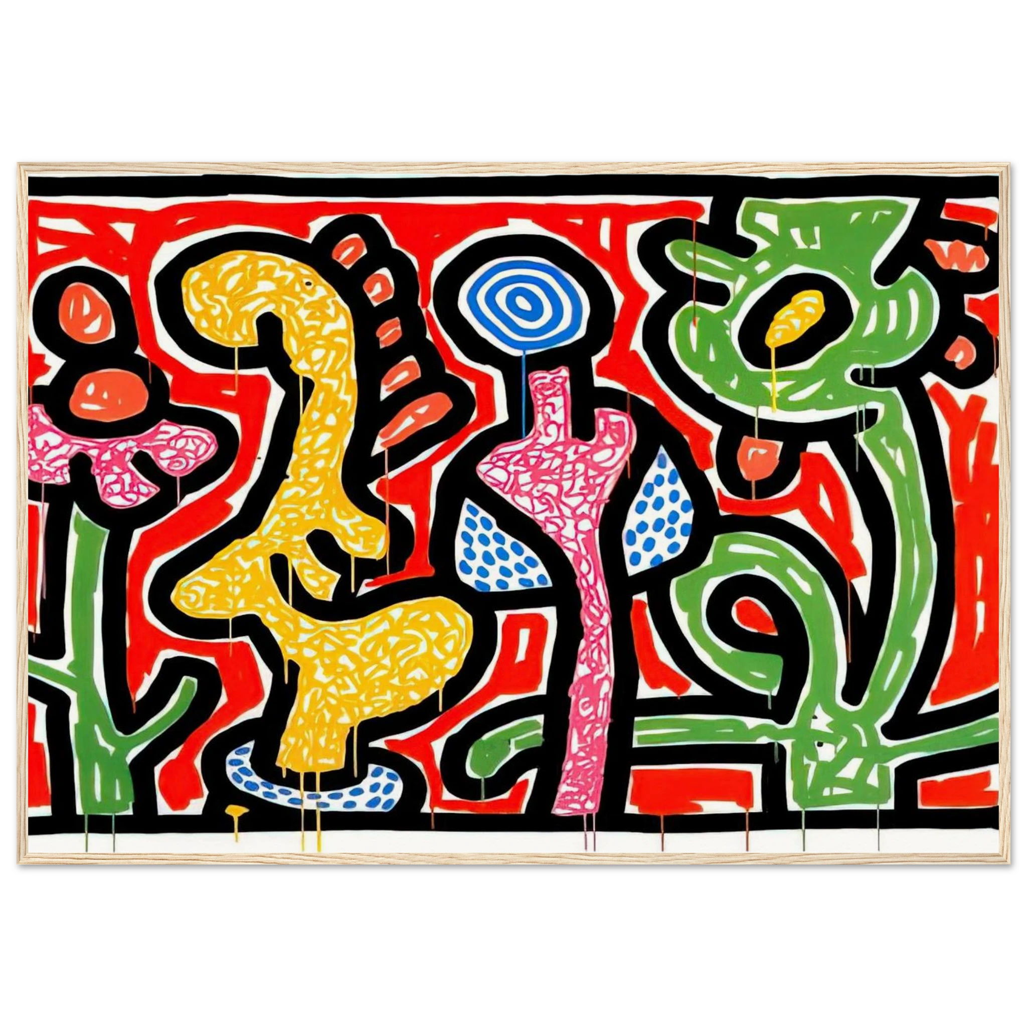 FLOWERS IV 1990 Framed Poster | Keith Haring Framed Prints Wall Art | Keith Haring Prints