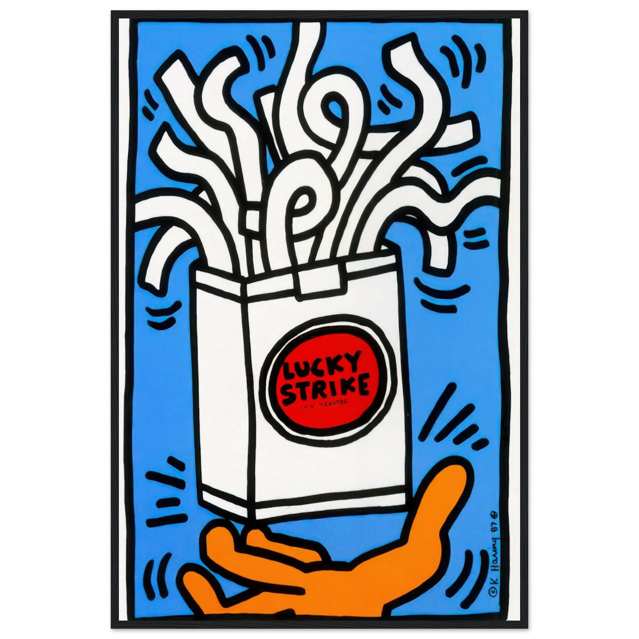 LUCKY STRIKE 1987 Framed Poster | Keith Haring Framed Prints Wall Art | Keith Haring Prints