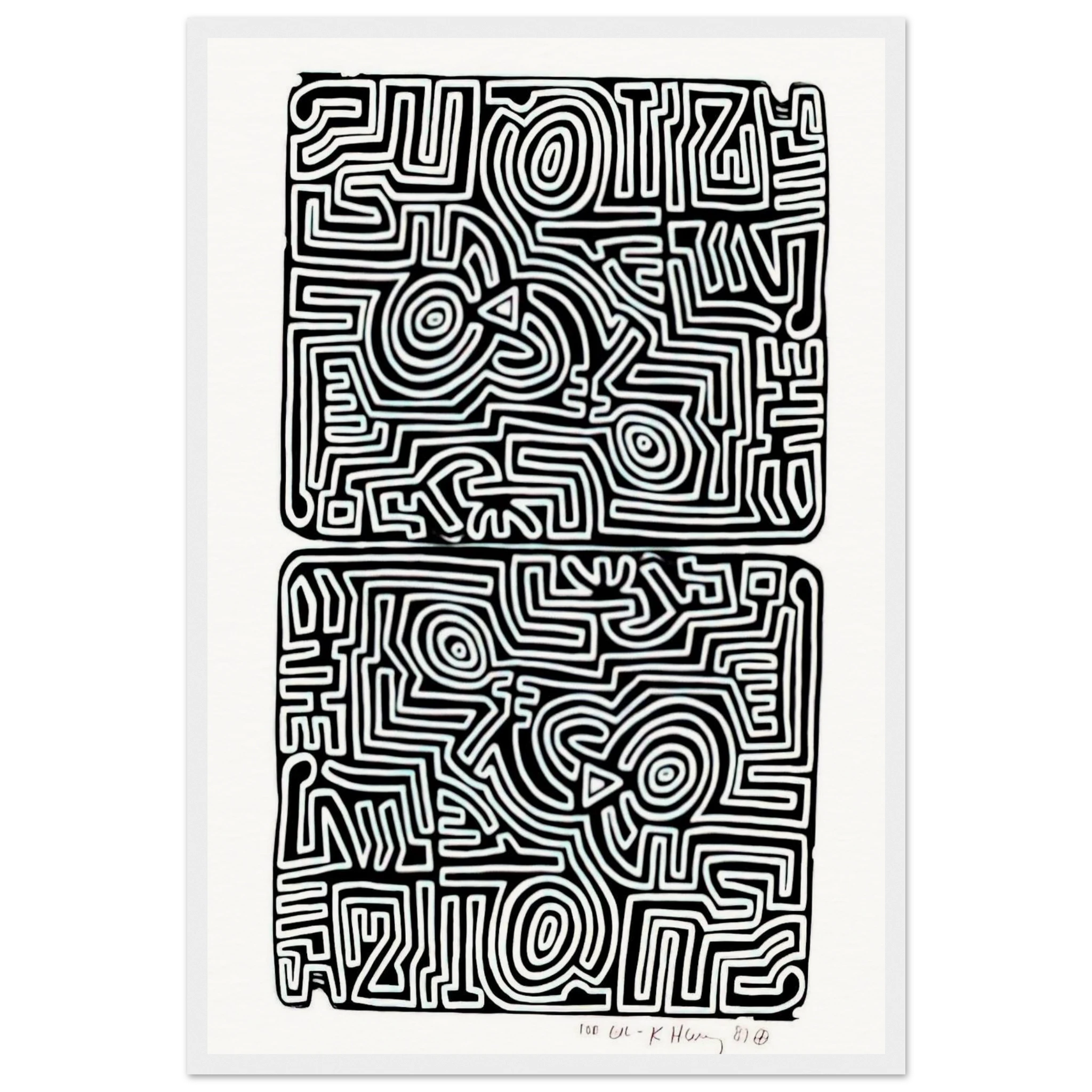 LABYRINTH 1989 Framed Poster | Keith Haring Framed Prints Wall Art | Keith Haring Prints