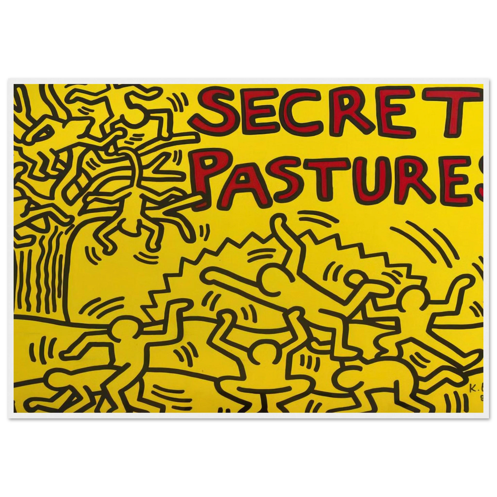 A POSTER FOR THE BILL T JONES AND ARNIE ZANE PERFORMANCE PIECE SECRET PASTURES 1984 Framed Poster | Keith Haring Framed Prints Wall Art | Keith Haring Prints