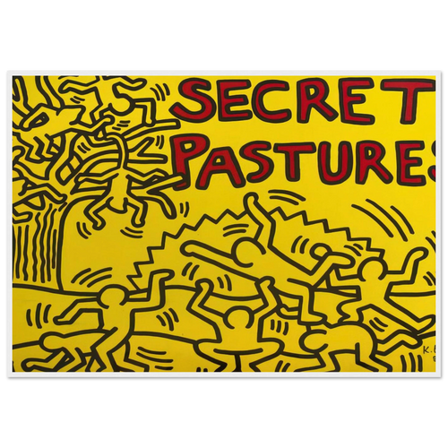 A POSTER FOR THE BILL T JONES AND ARNIE ZANE PERFORMANCE PIECE SECRET PASTURES 1984 Framed Poster | Keith Haring Framed Prints Wall Art | Keith Haring Prints