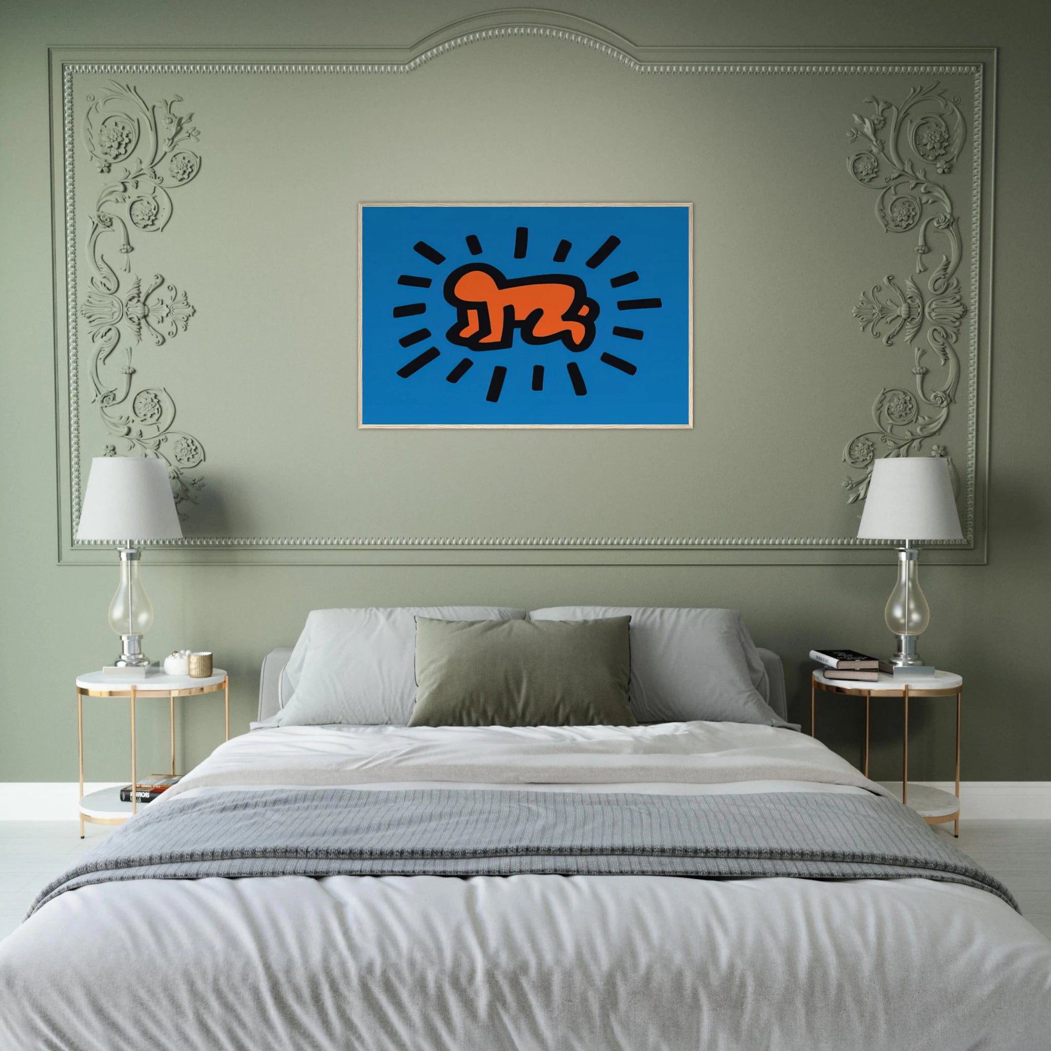 RADIANT BABY FROM ICONS SERIES 1990 Framed Poster | Keith Haring Framed Prints Wall Art | Keith Haring Prints