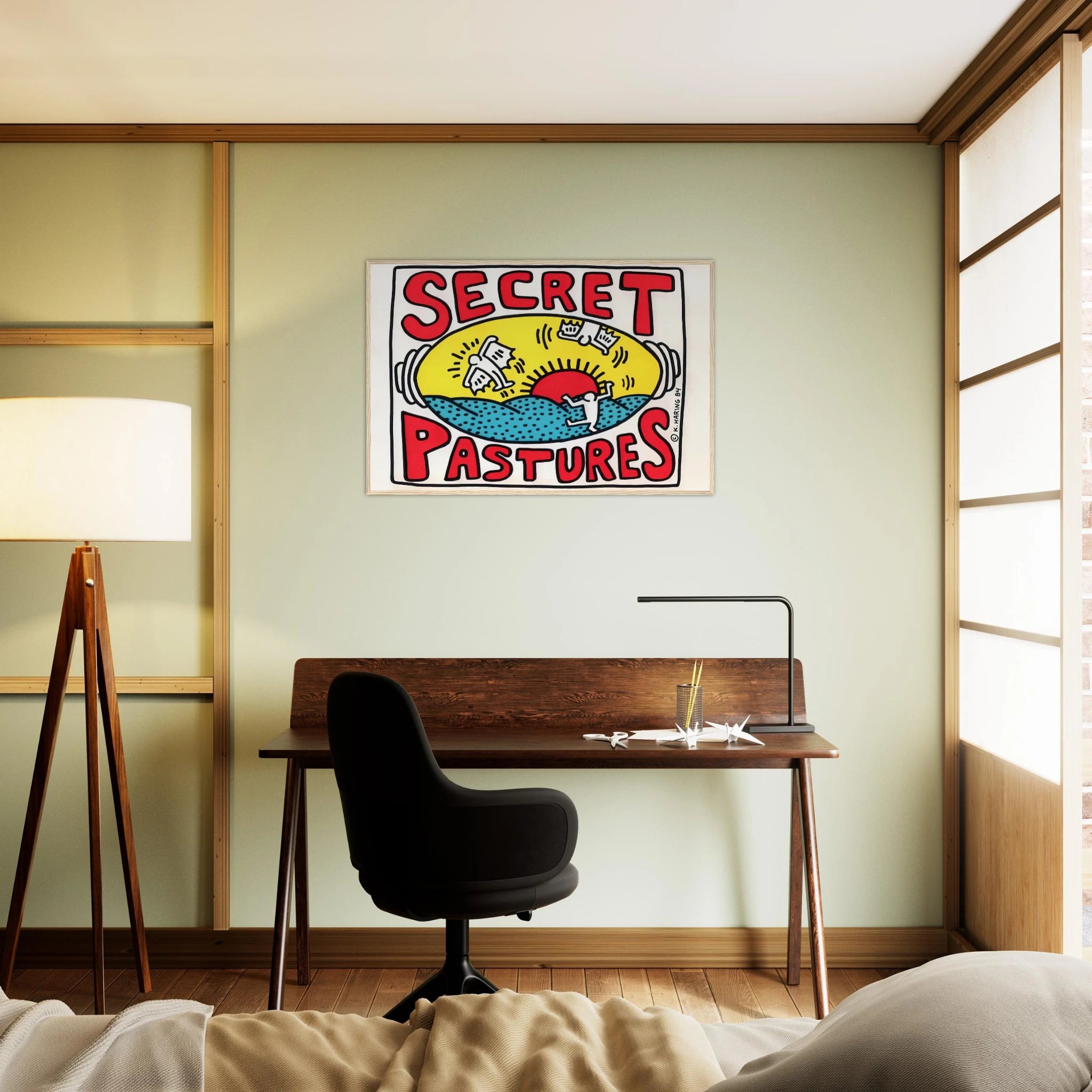 PROMOTIONAL POSTER FOR SECRET PASTURES 1984 Framed Poster | Keith Haring Framed Prints Wall Art | Keith Haring Prints