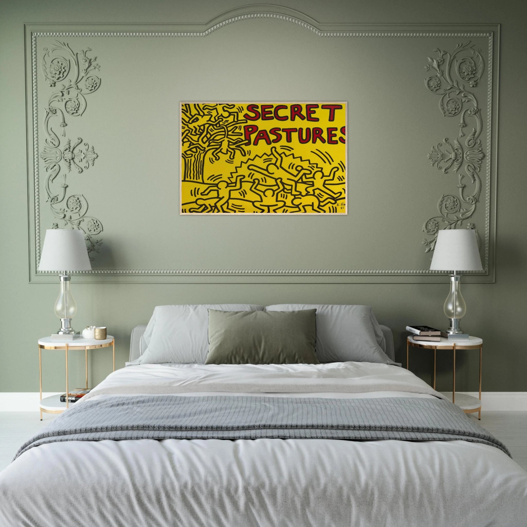A POSTER FOR THE BILL T JONES AND ARNIE ZANE PERFORMANCE PIECE SECRET PASTURES 1984 Framed Poster | Keith Haring Framed Prints Wall Art | Keith Haring Prints