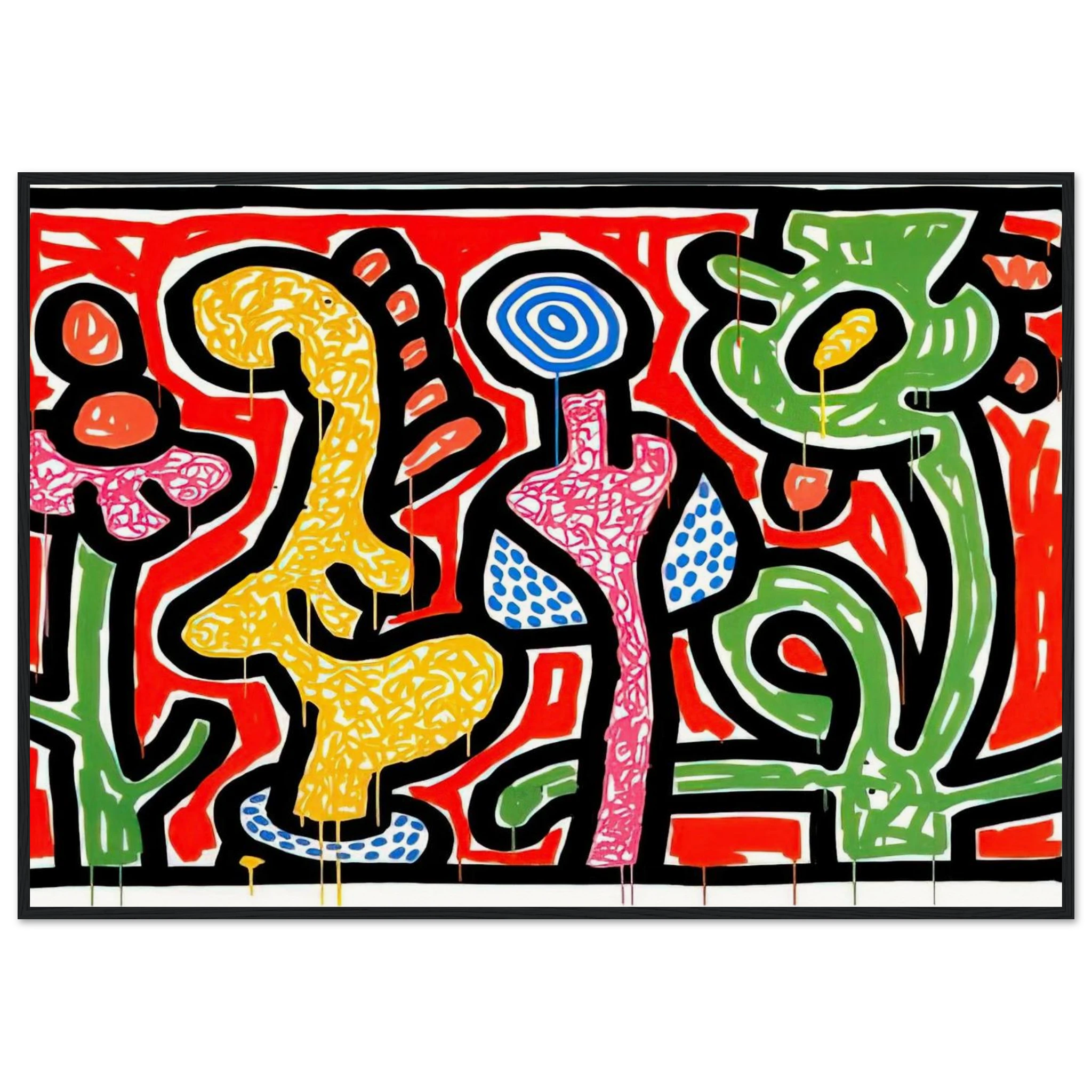 FLOWERS IV 1990 Framed Poster | Keith Haring Framed Prints Wall Art | Keith Haring Prints