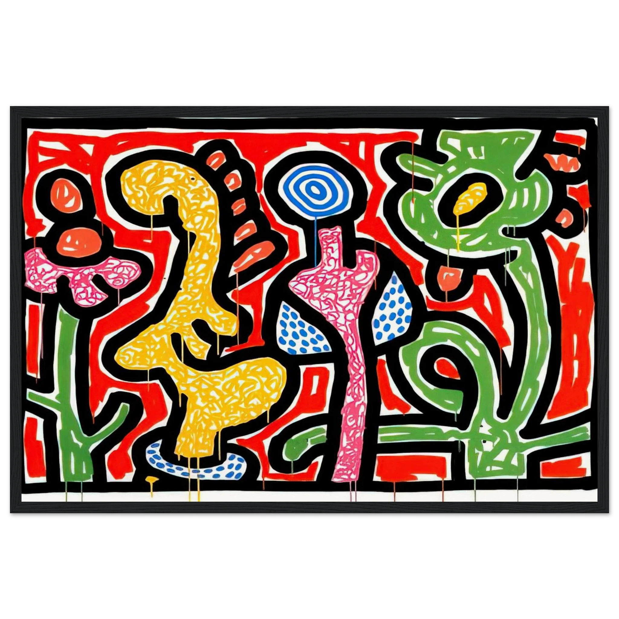FLOWERS IV 1990 Framed Poster | Keith Haring Framed Prints Wall Art | Keith Haring Prints