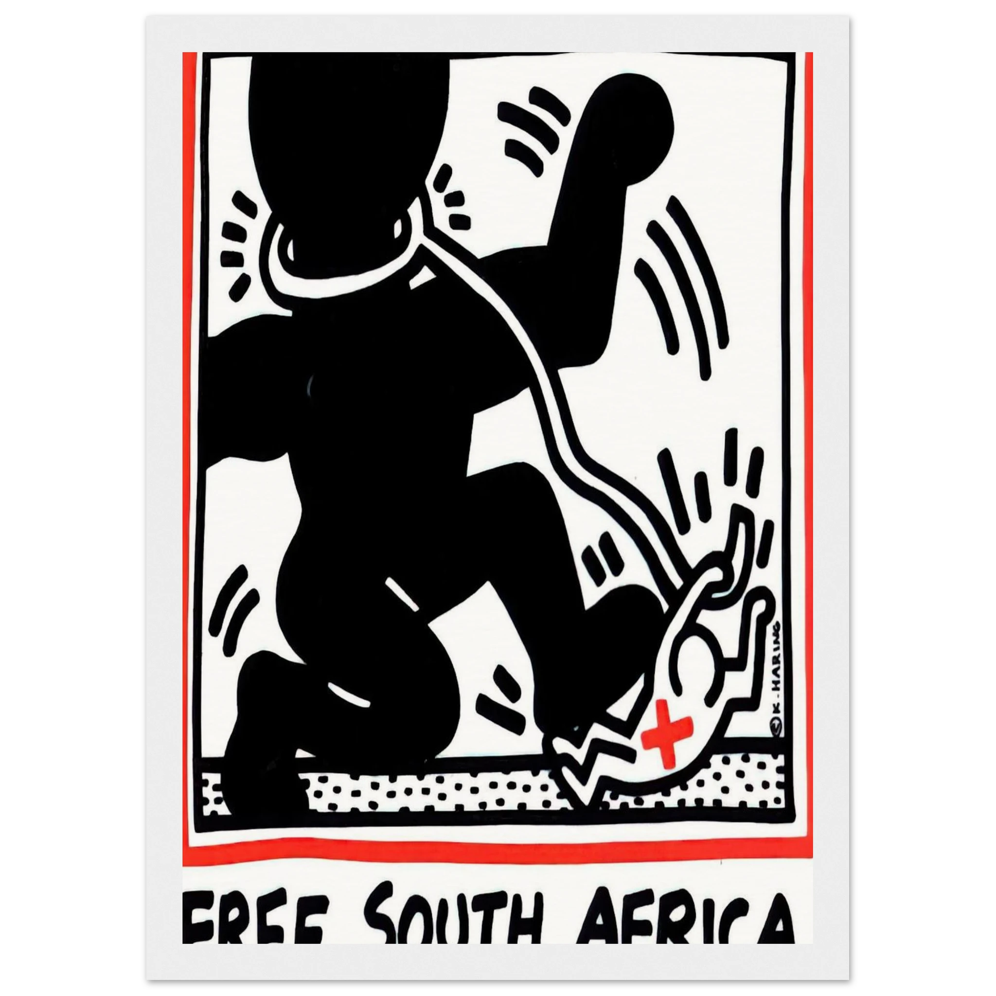 FREE SOUTH AFRICA 1985 Framed Poster | Keith Haring Framed Prints Wall Art | Keith Haring Prints
