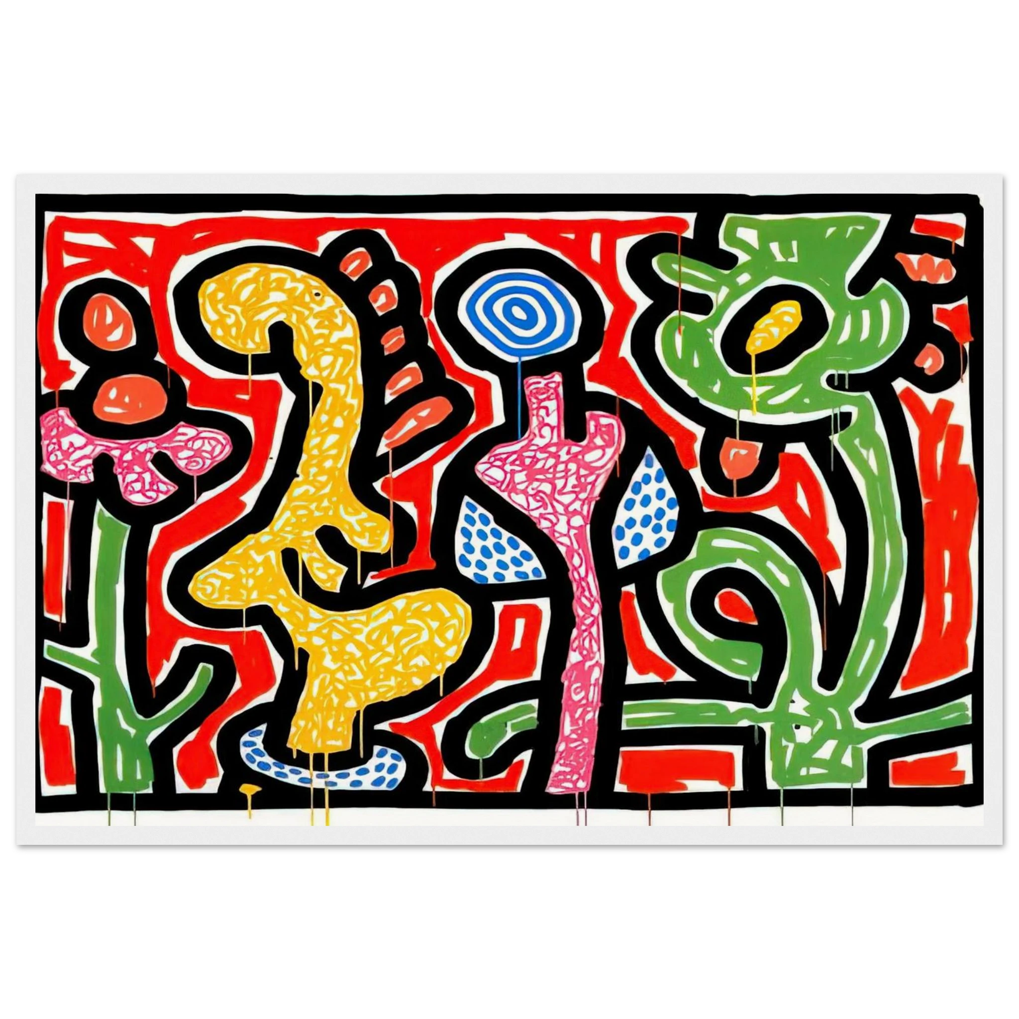 FLOWERS IV 1990 Framed Poster | Keith Haring Framed Prints Wall Art | Keith Haring Prints