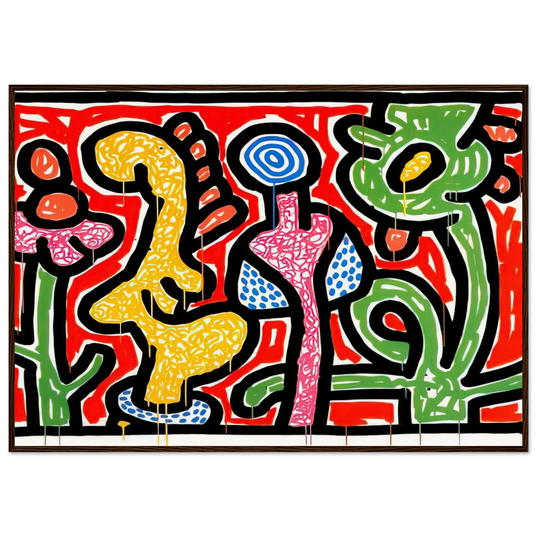 FLOWERS IV 1990 Framed Poster | Keith Haring Framed Prints Wall Art | Keith Haring Prints