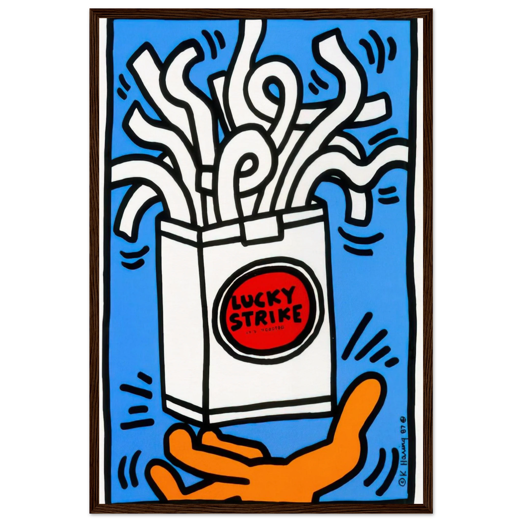 LUCKY STRIKE 1987 Framed Poster | Keith Haring Framed Prints Wall Art | Keith Haring Prints