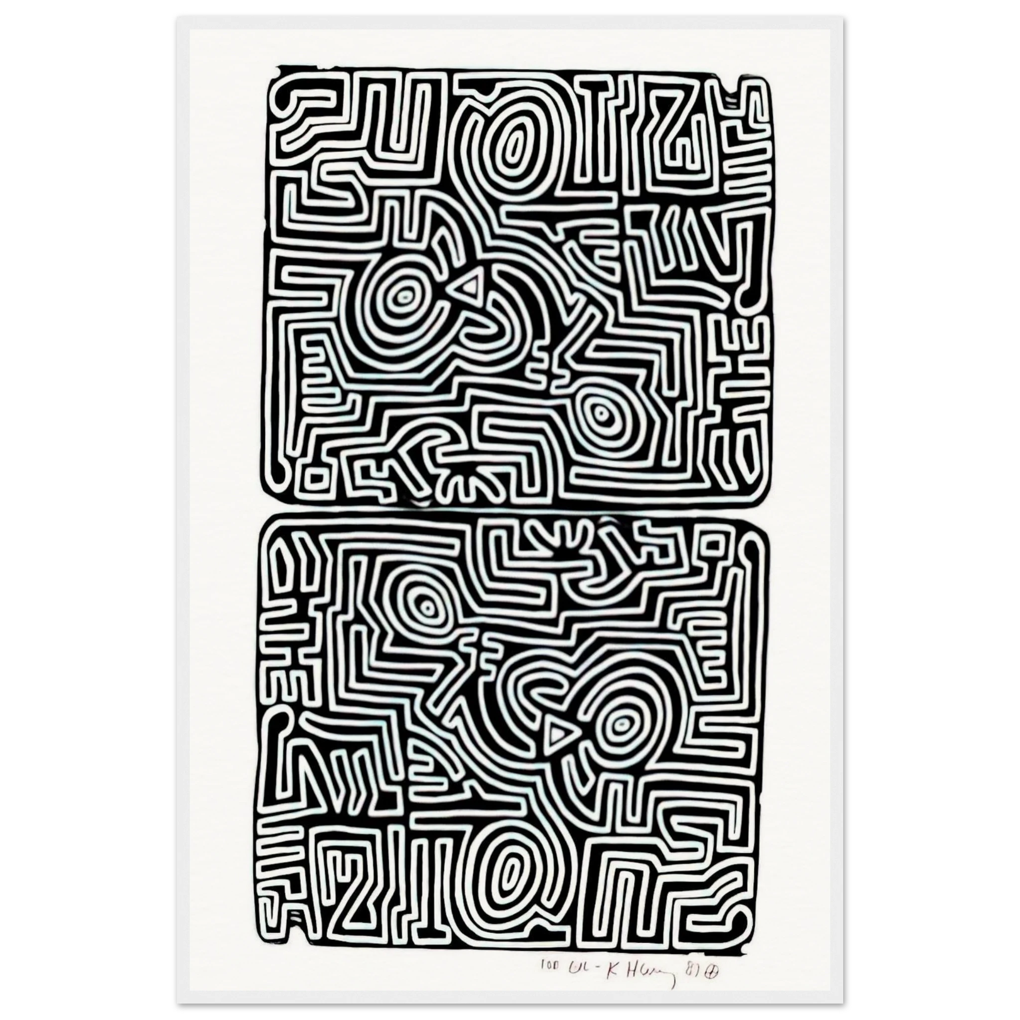 LABYRINTH 1989 Framed Poster | Keith Haring Framed Prints Wall Art | Keith Haring Prints