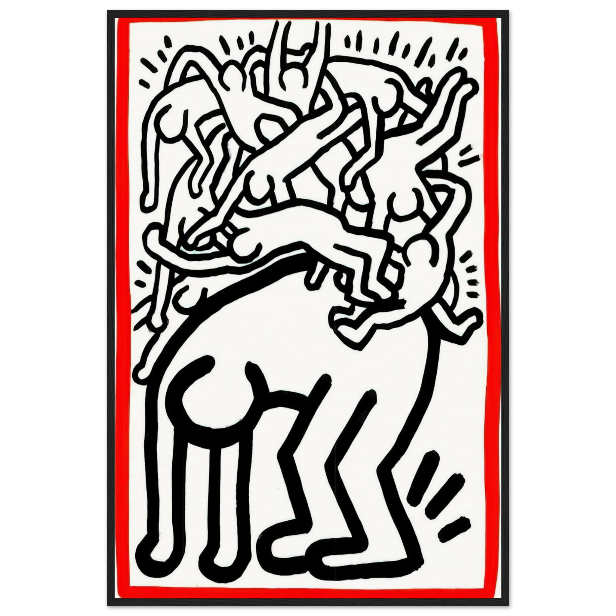 FIGHT AIDS WORLDWIDE 1990 Framed Poster | Keith Haring Framed Prints Wall Art | Keith Haring Prints