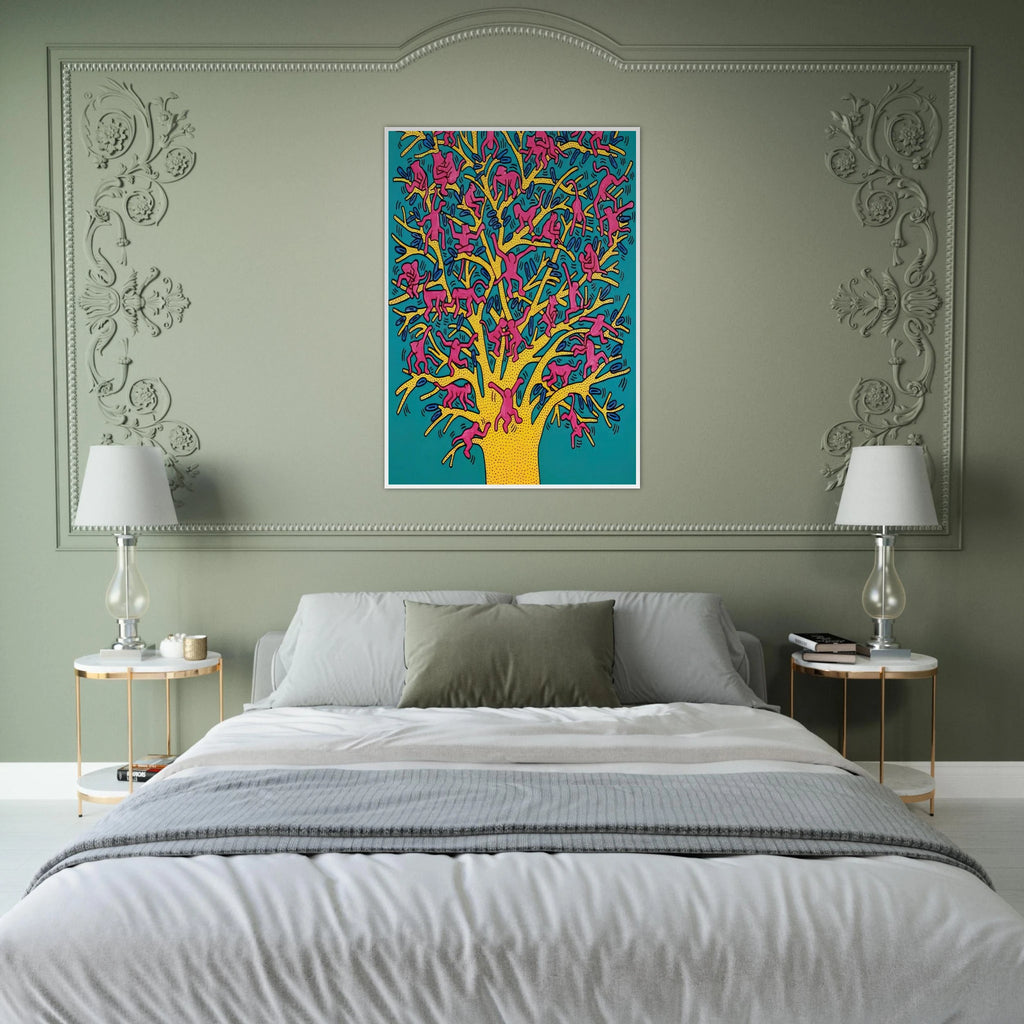 THE TREE OF MONKEYS Framed Poster | Keith Haring Framed Prints Wall Art | Keith Haring Prints